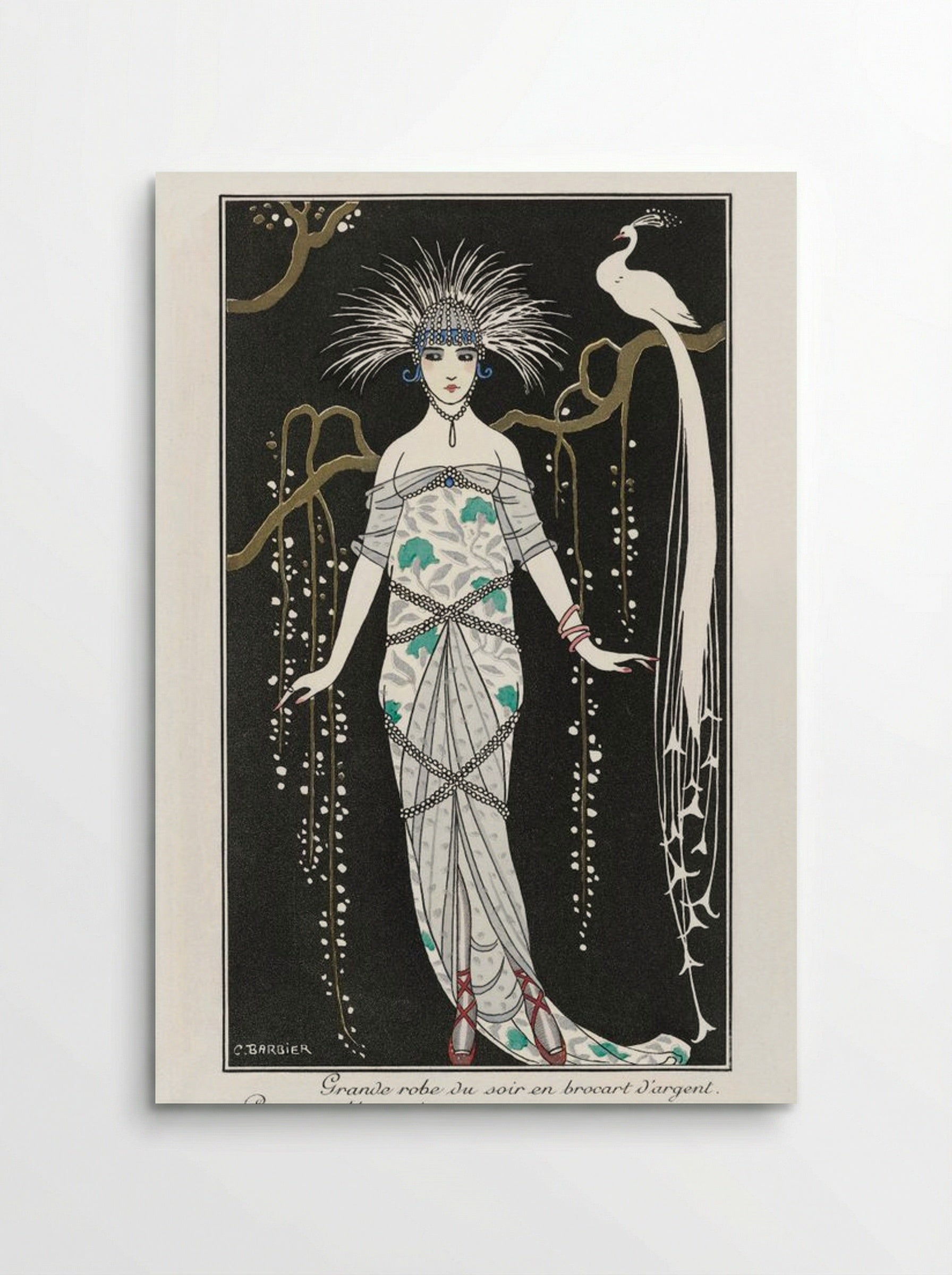 Grande Robe du Soir en Brocart d'Argent - George Barbier - Poster