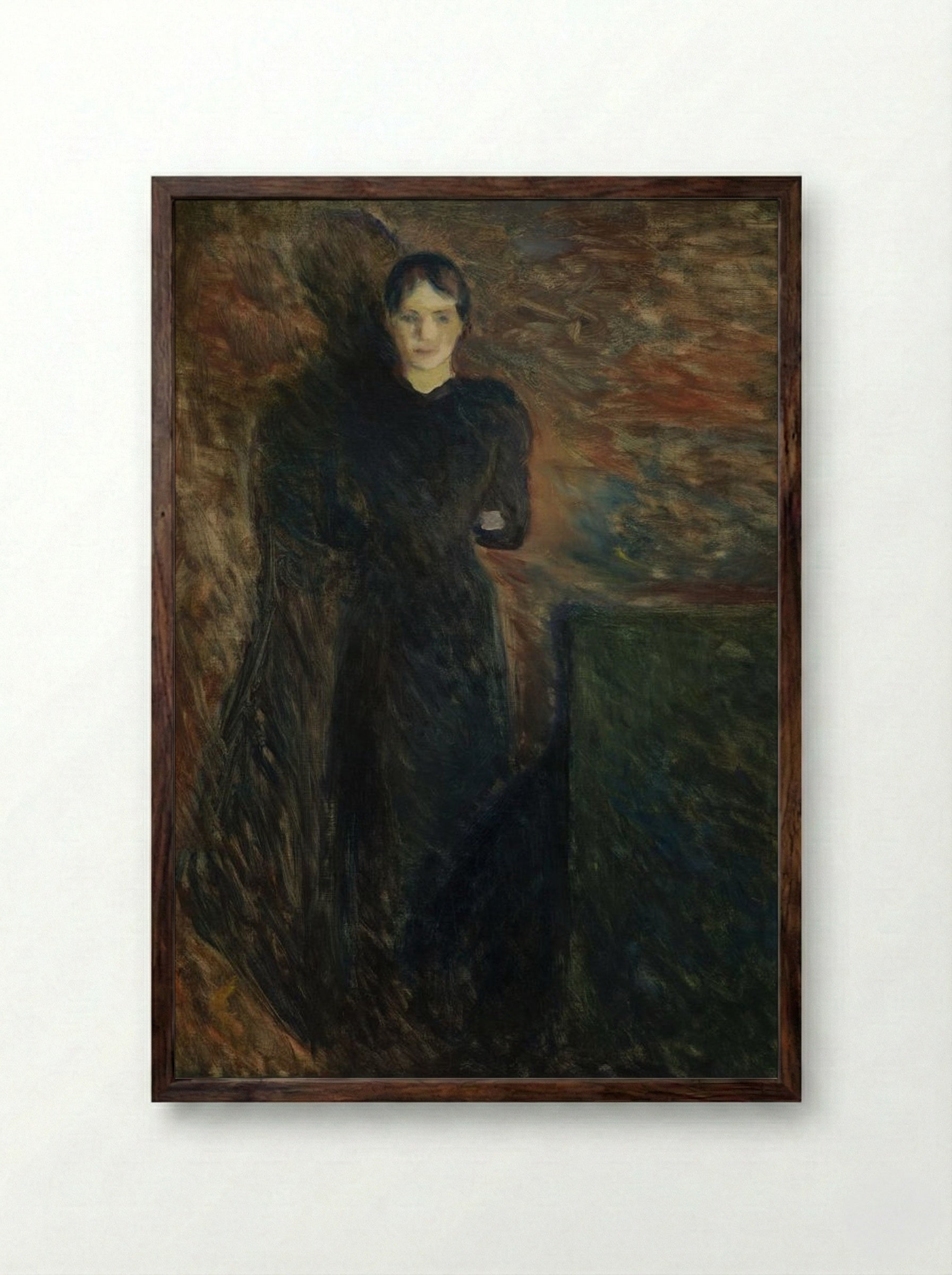 Lady in Black - Edvard Munch - Framed Print Dark Wood