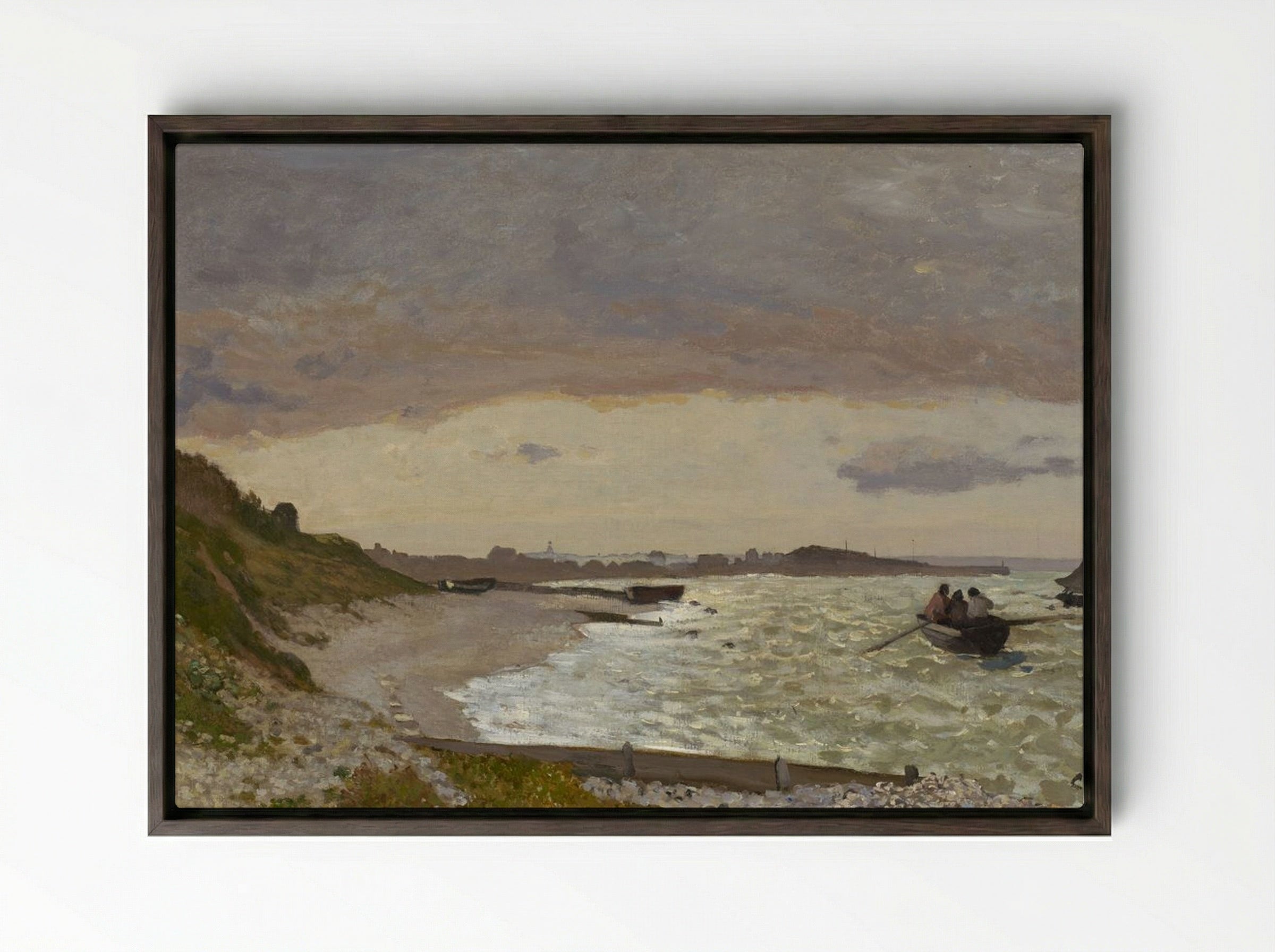 Seascape near Fécamp - Claude Monet - Framed Canvas Dark Wood