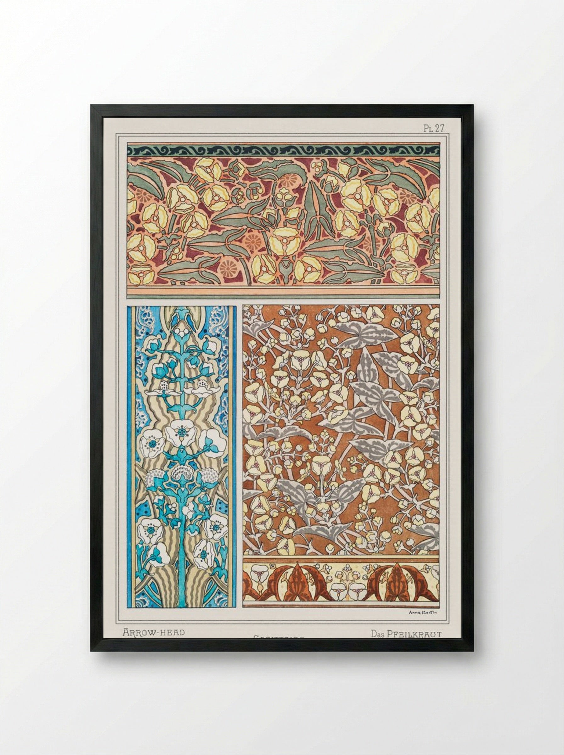 Sagittaire (Arrowhead) from La Plante et ses Applications ornementales - Maurice Pillard Verneuil - Framed Print Black