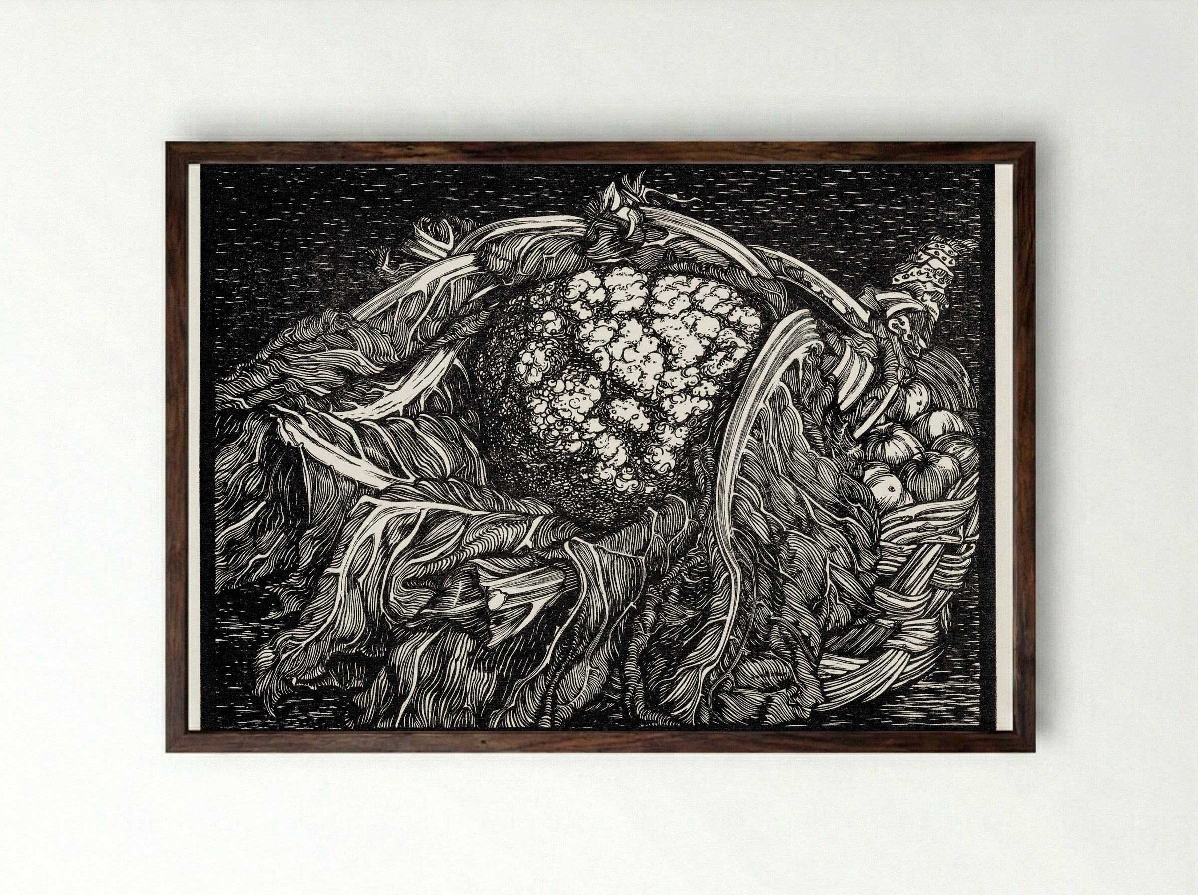 Cauliflower - Julie de Graag - Framed Print Dark Wood
