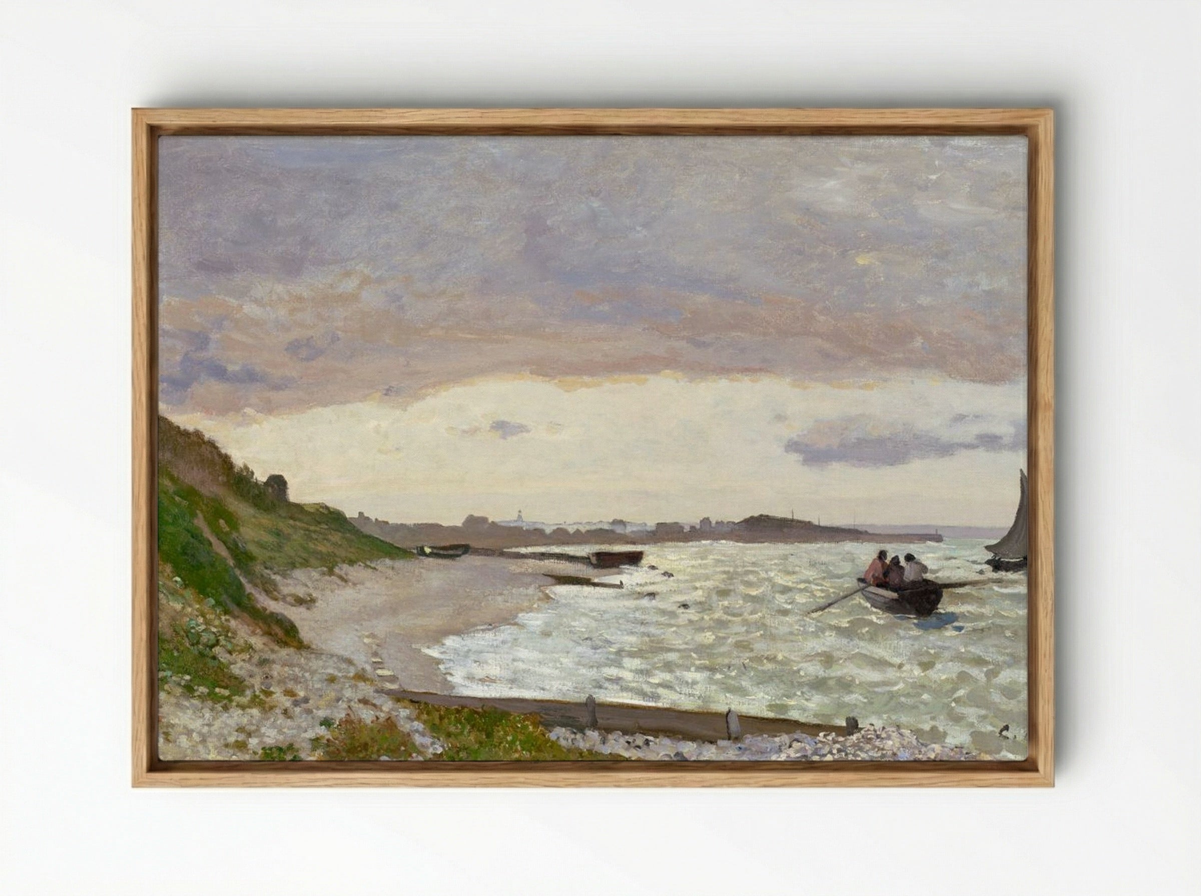 The Seashore at Sainte-Adresse - Claude Monet - Framed Canvas Wood