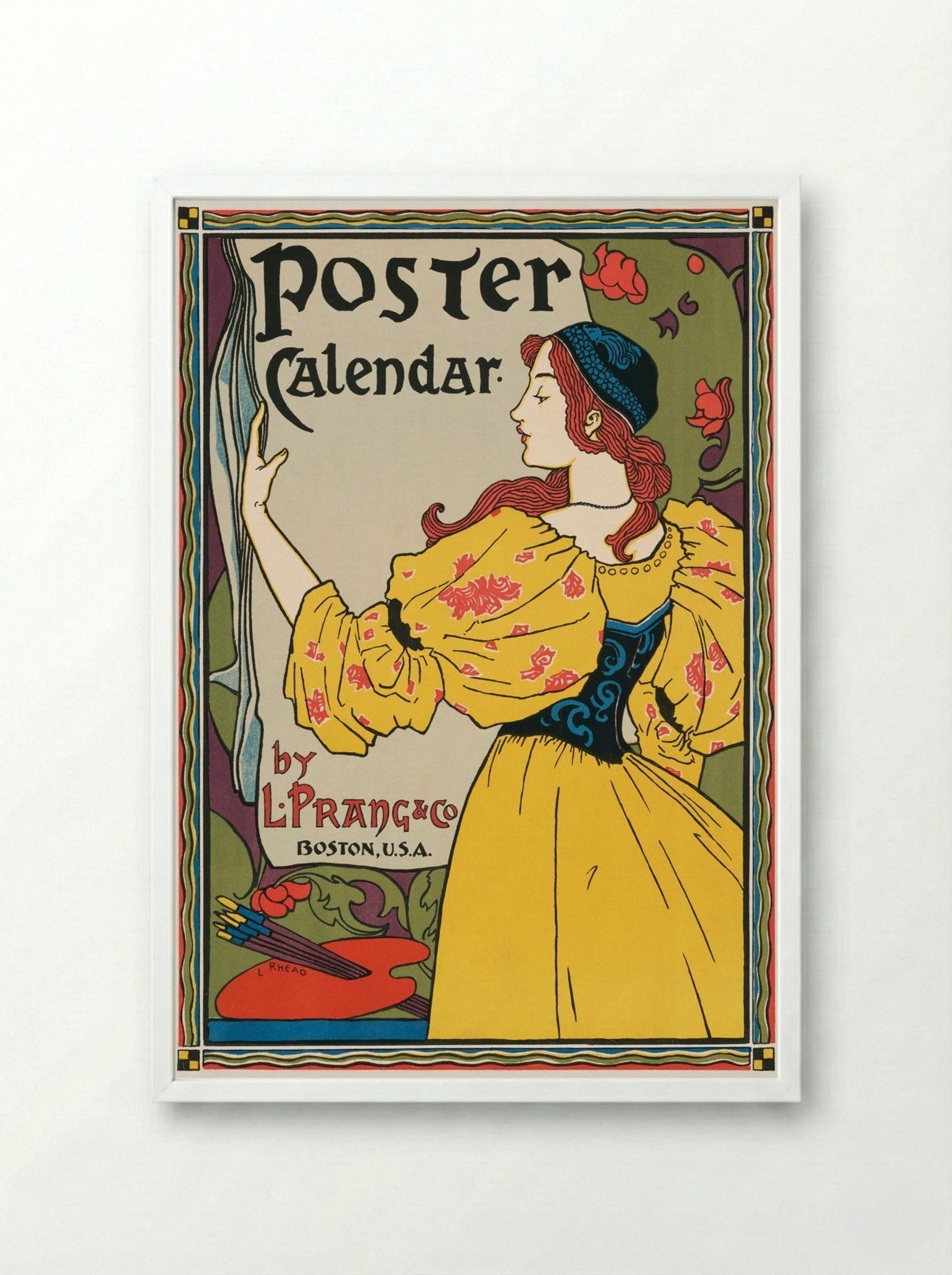 Poster Calendar by L. Prang & Co. - Louis Rhead - Framed Print White
