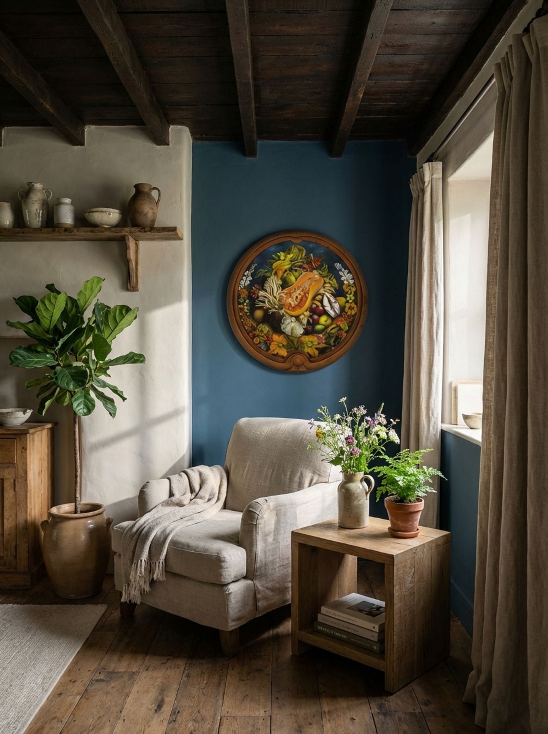 Still Life with Pumpkin and Flowers - Fine Art Print - Lifestyle