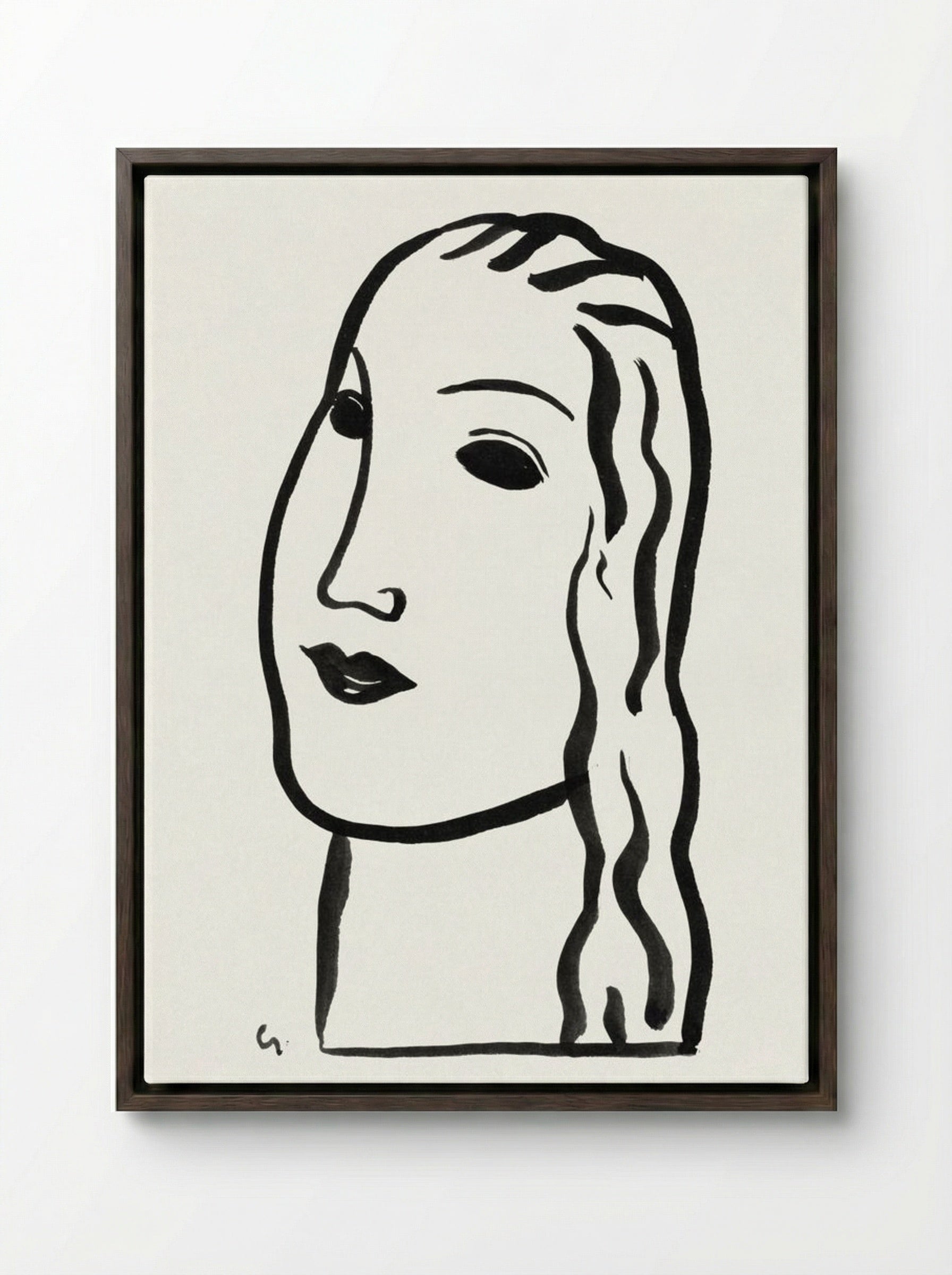 Woman's Head - Leo Gestel - Framed Canvas Dark Wood