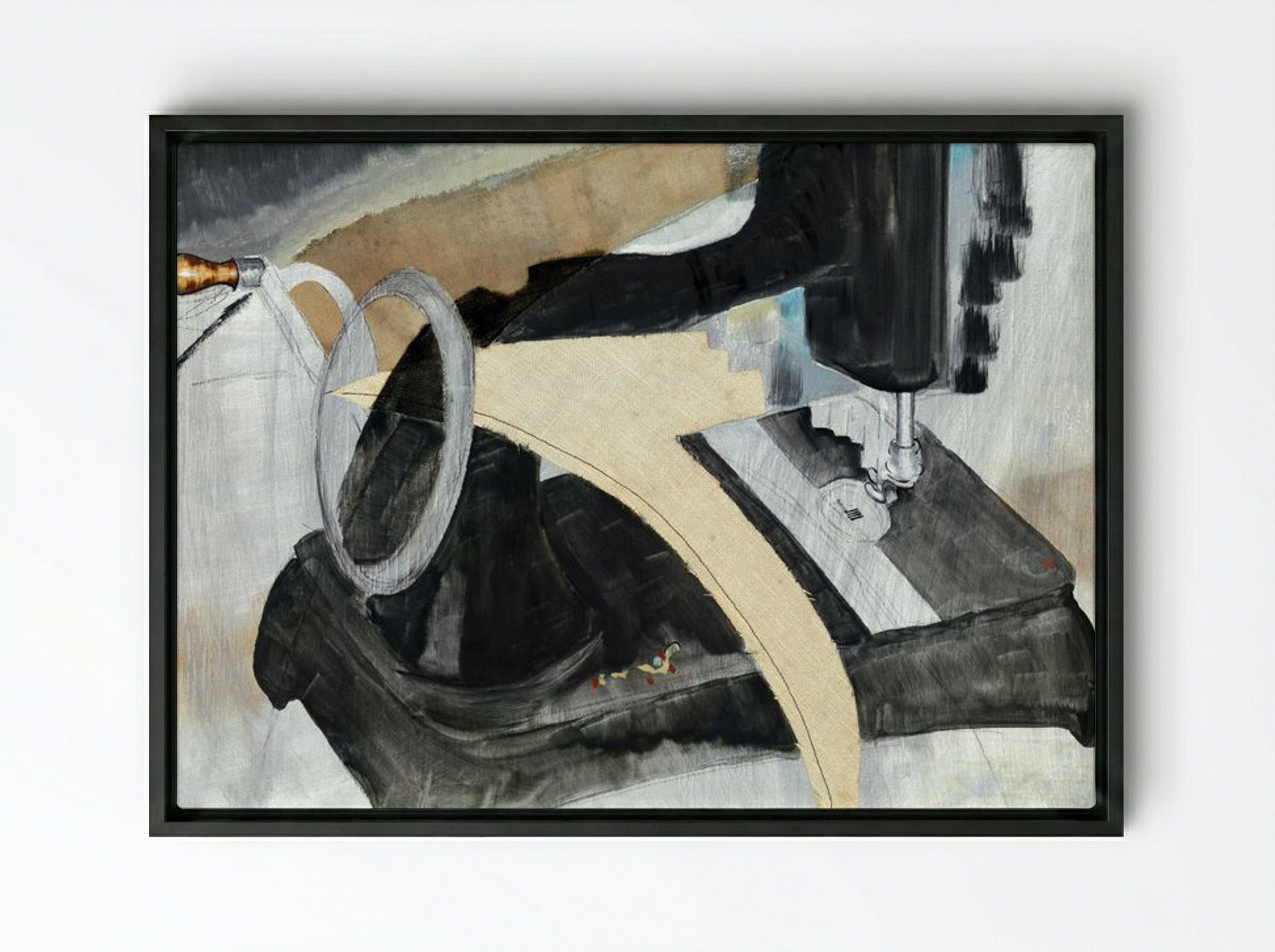 Dove's Hand Sewing Machine - Arthur Dove - Framed Canvas Black