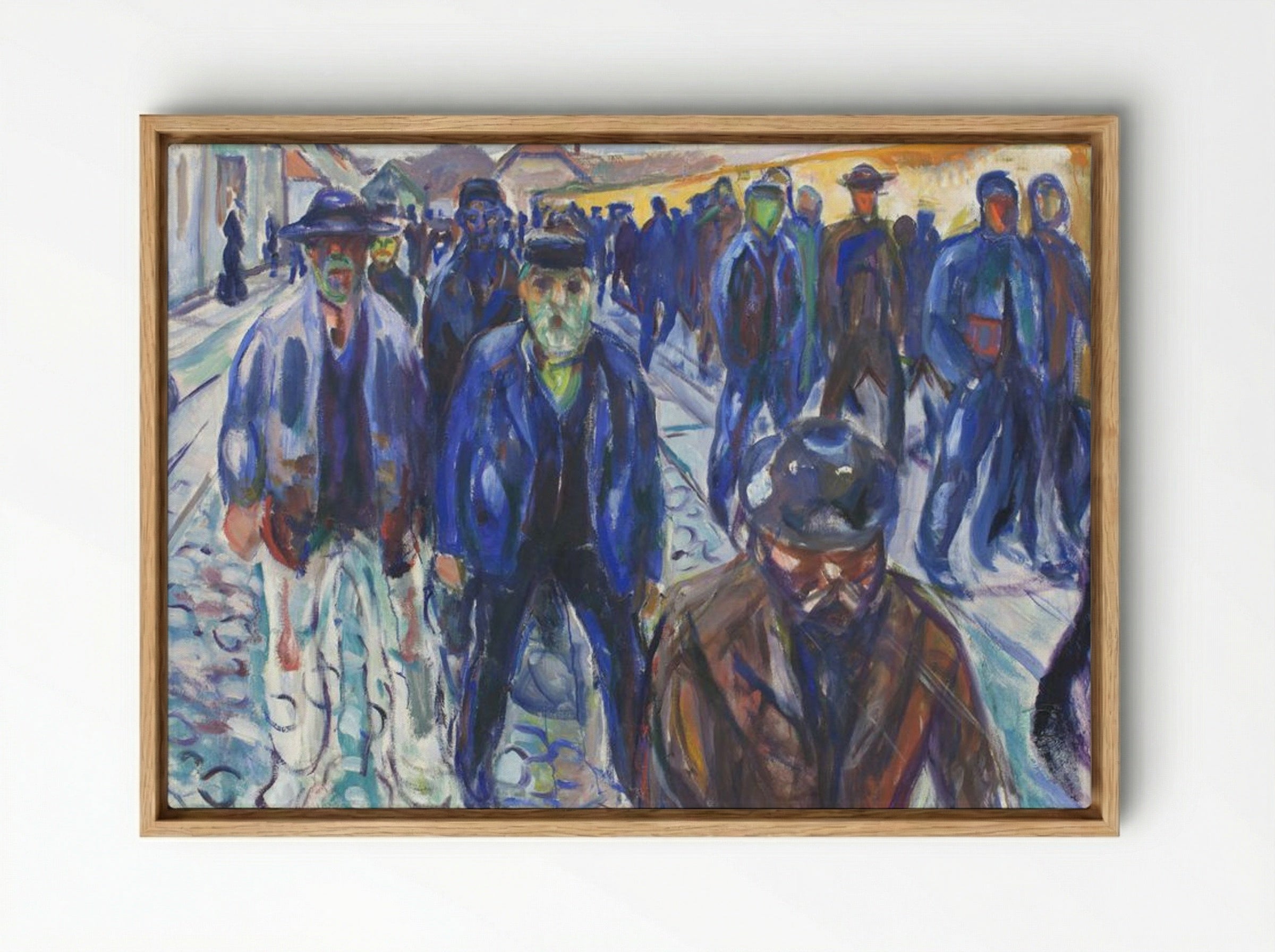 Workers on Their Way Home - Edvard Munch - Framed Canvas Wood