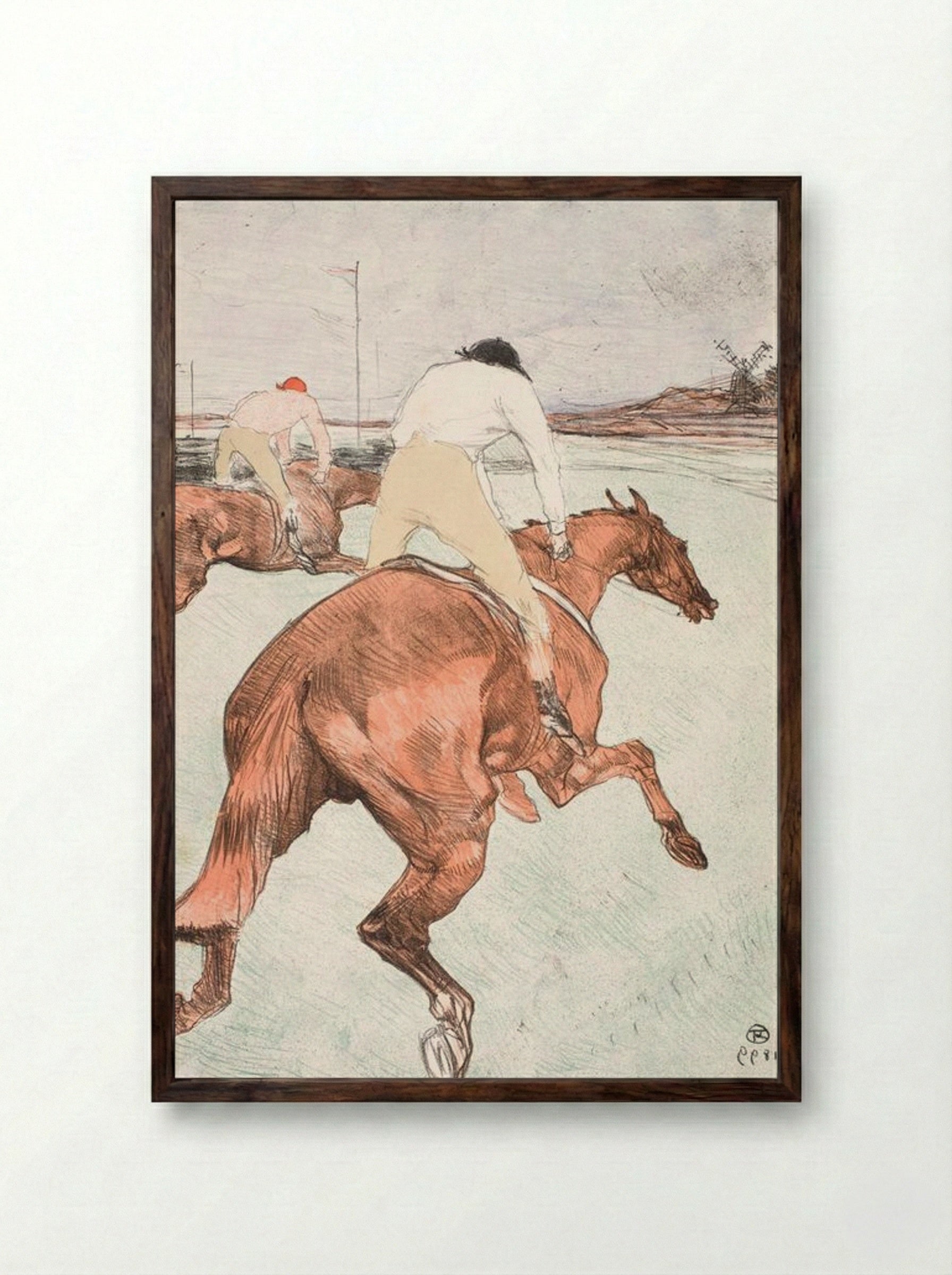 Le Jockey - Henri de Toulouse-Lautrec - Framed Print Dark Wood