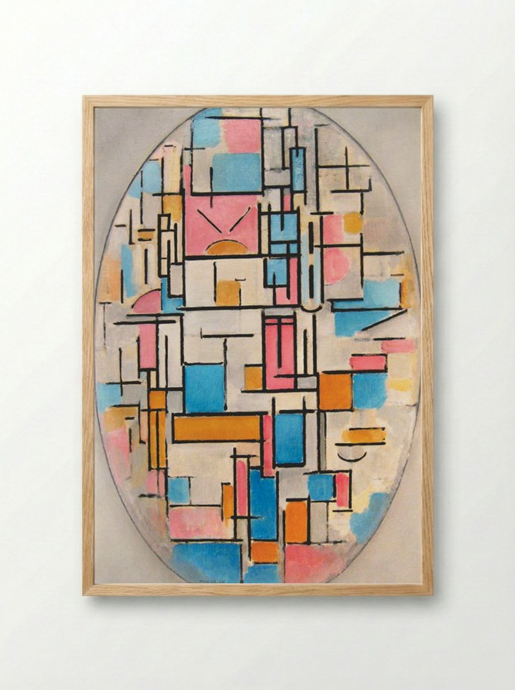 Composition in Oval with Colour Planes 1 - Piet Mondrian - Framed Print Wood