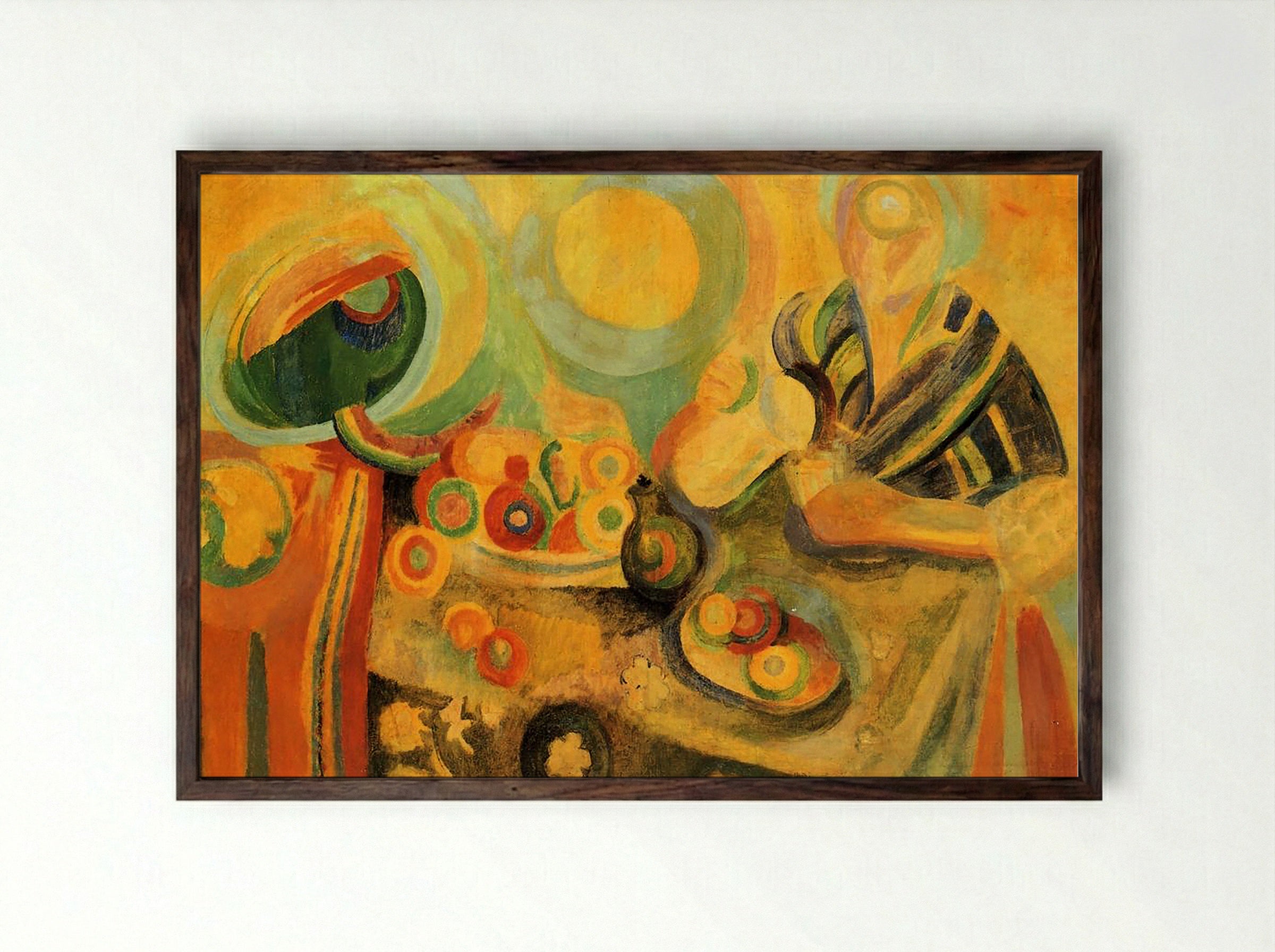 Still Life with Watermelon - Natalia Goncharova - Framed Print Dark Wood
