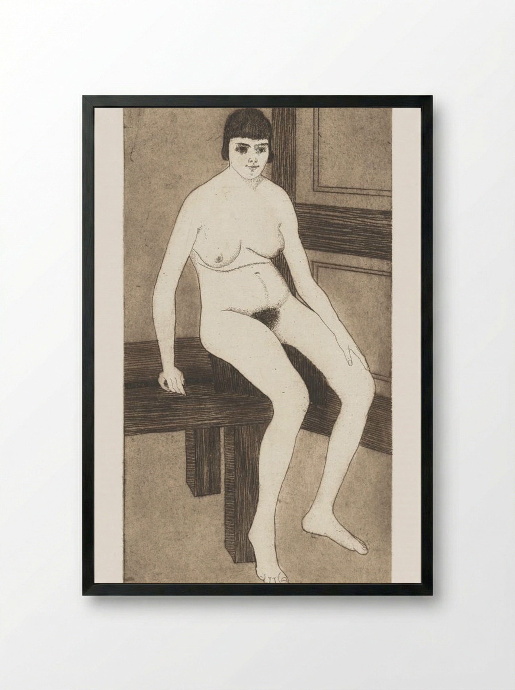 Seated Nude (Zittend naakt) - Samuel Jessurun de Mesquita - Framed Print Black