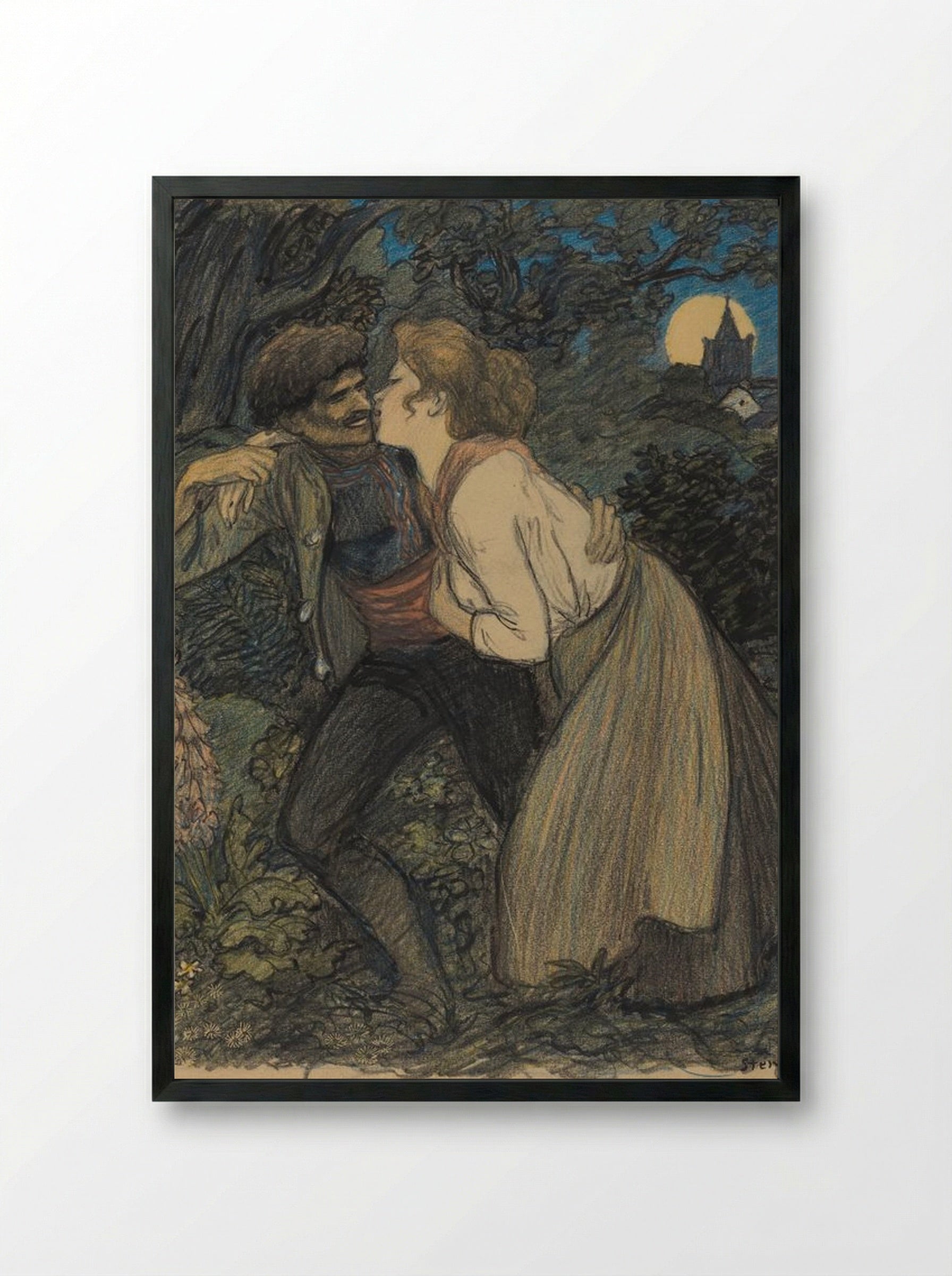 La chienne au loup - Théophile Alexandre Steinlen - Framed Print Black