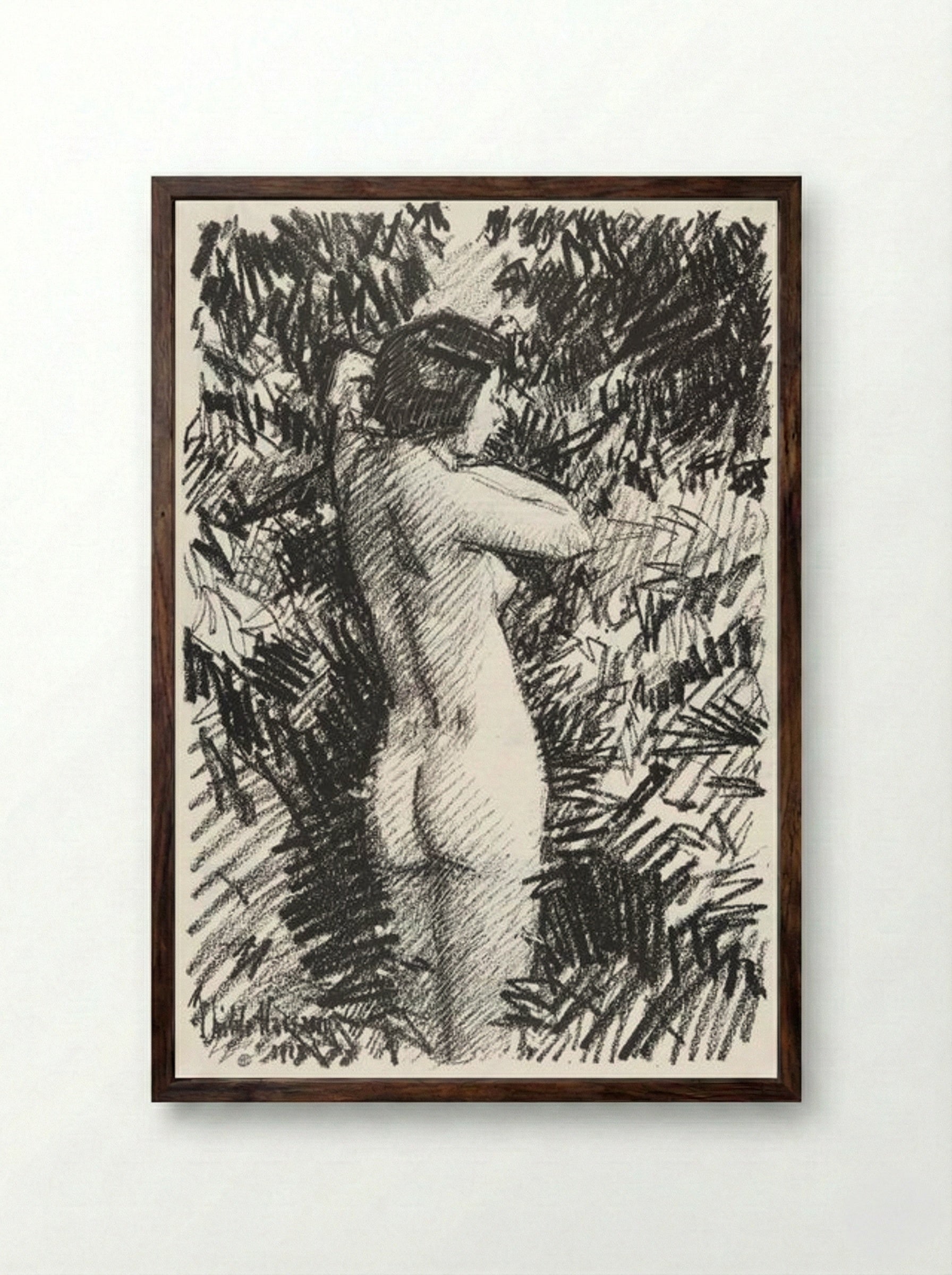 Nude in Landscape - Childe Hassam - Framed Print Dark Wood