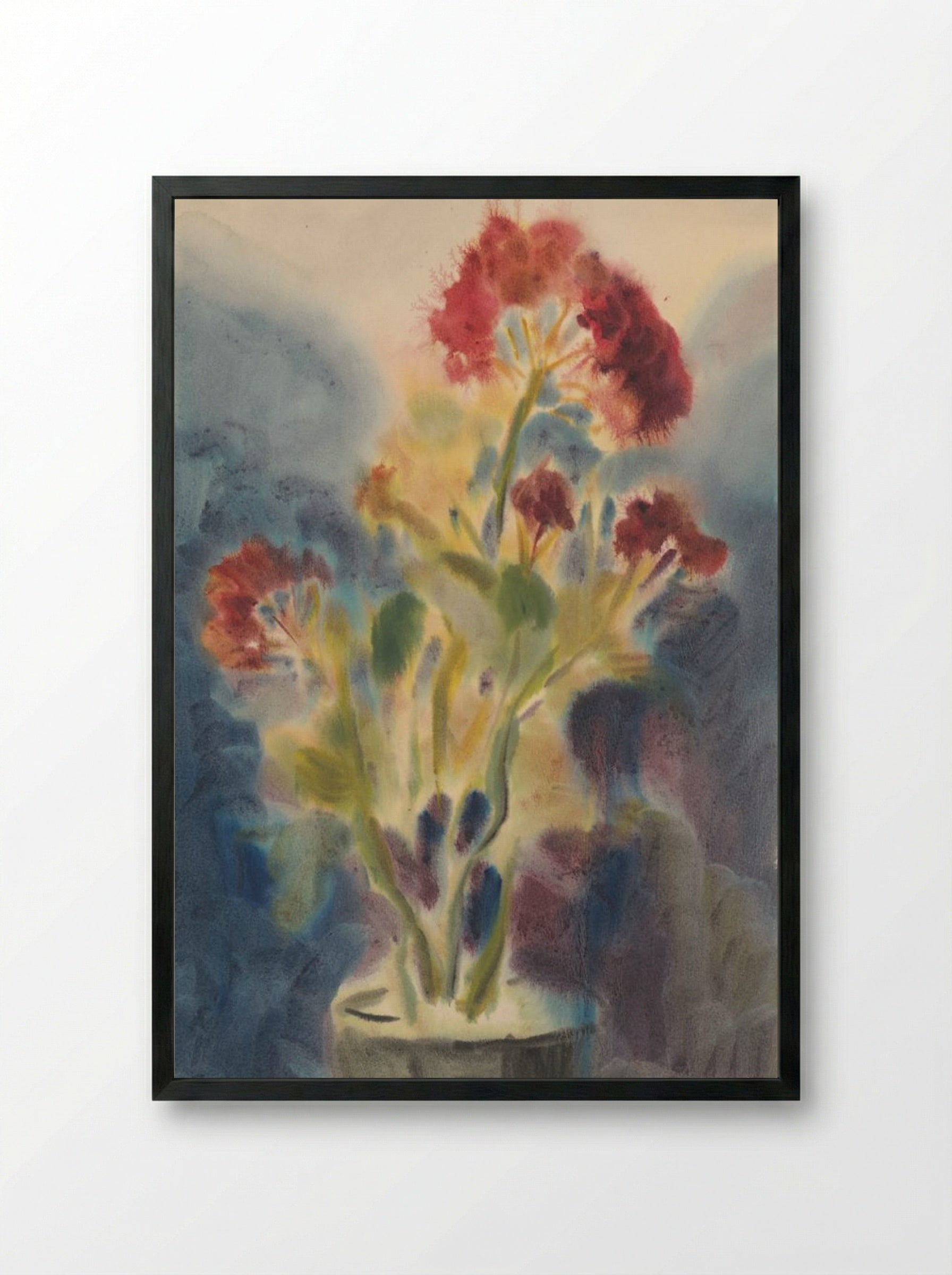 Red Flowers in Vase - Zolo Palugyay - Framed Print Black