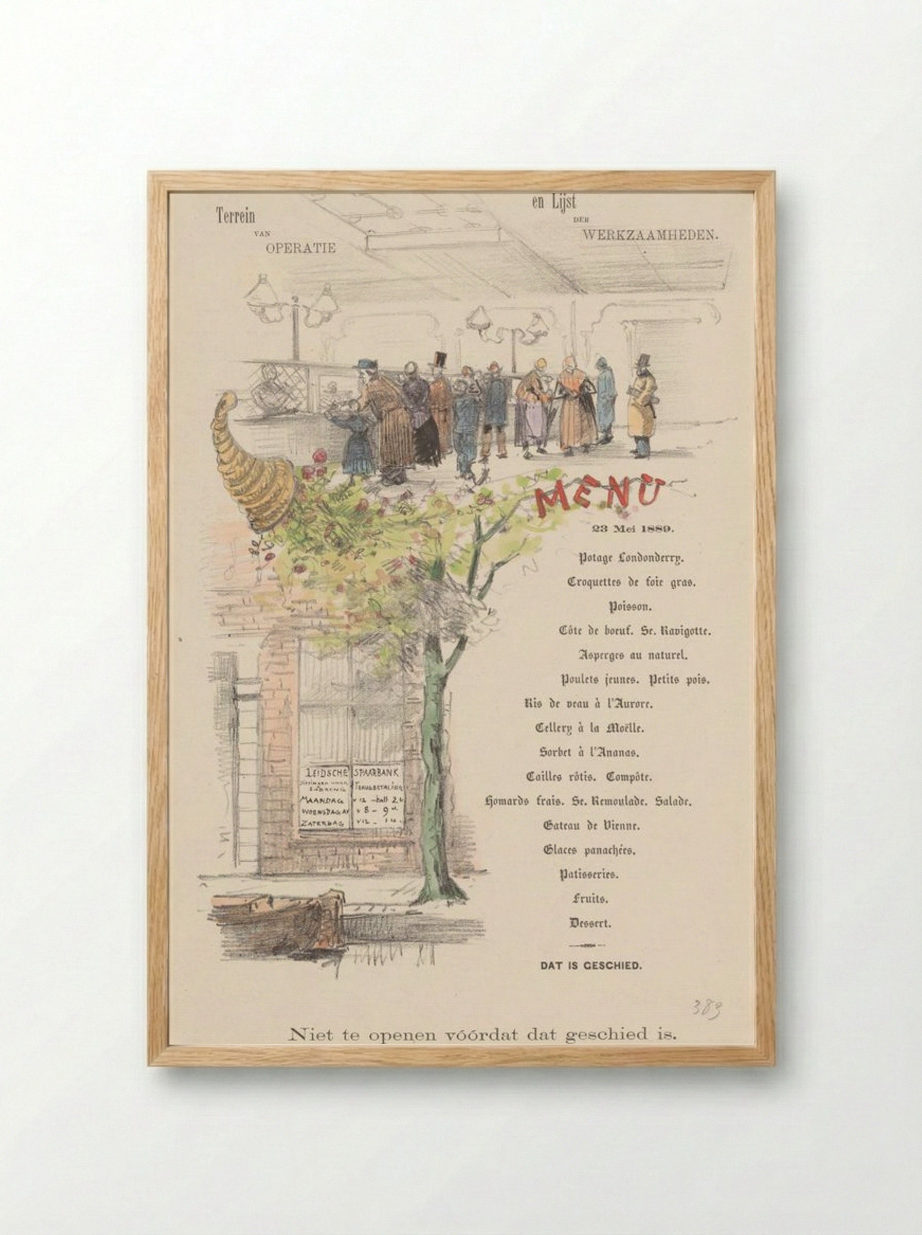 Menu for the Leidsche Spaarbank - Theo van Hoytema - Framed Print Wood