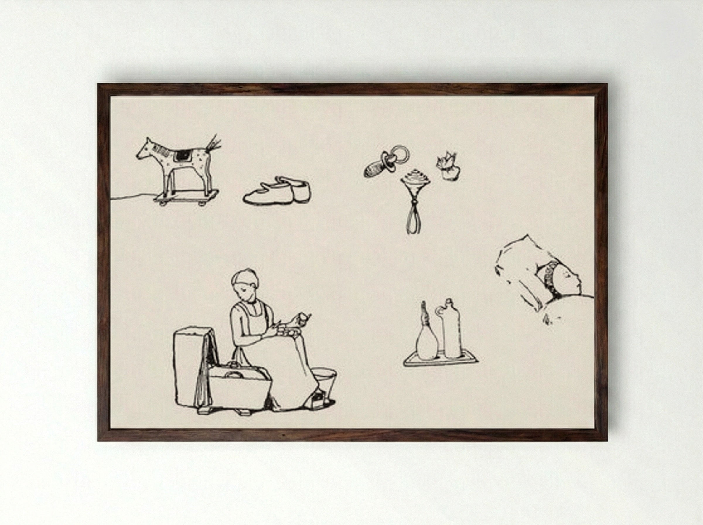 Icons of Childhood - Julie de Graag - Framed Print Dark Wood