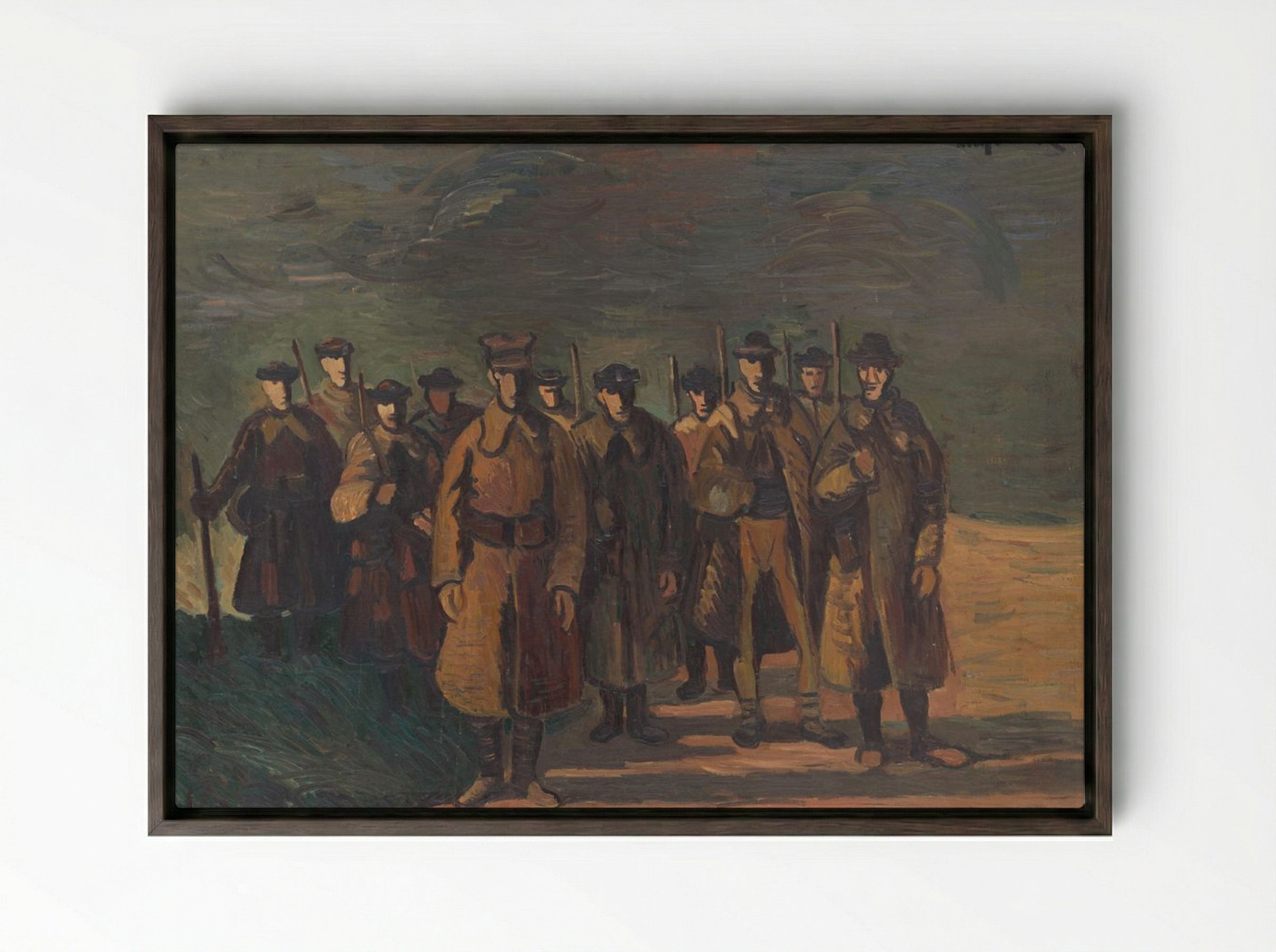 The Watch - Cyprián Majerník - Framed Canvas Dark Wood