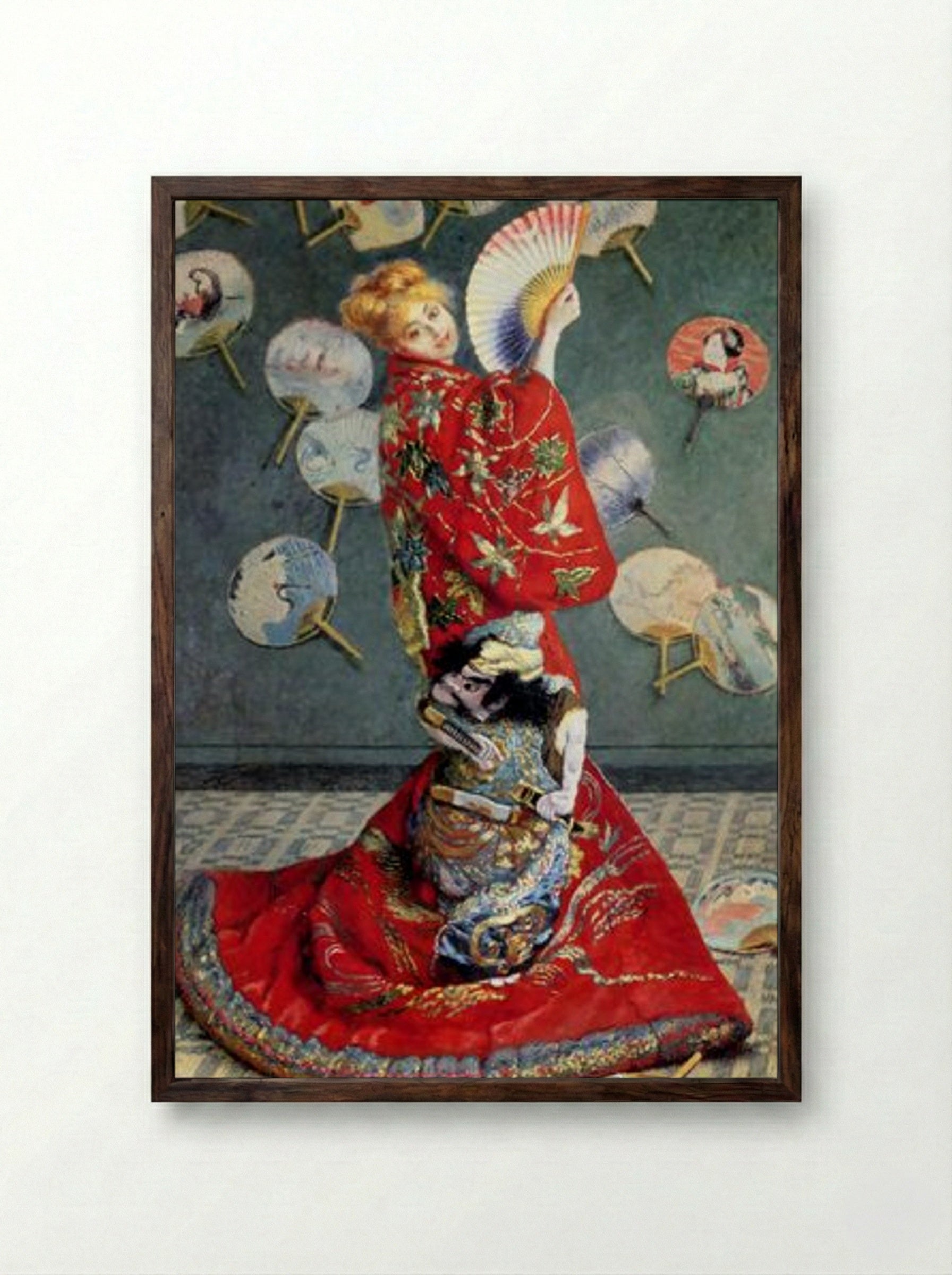 Camille Monet in Japanese Costume - Claude Monet - Framed Print Dark Wood