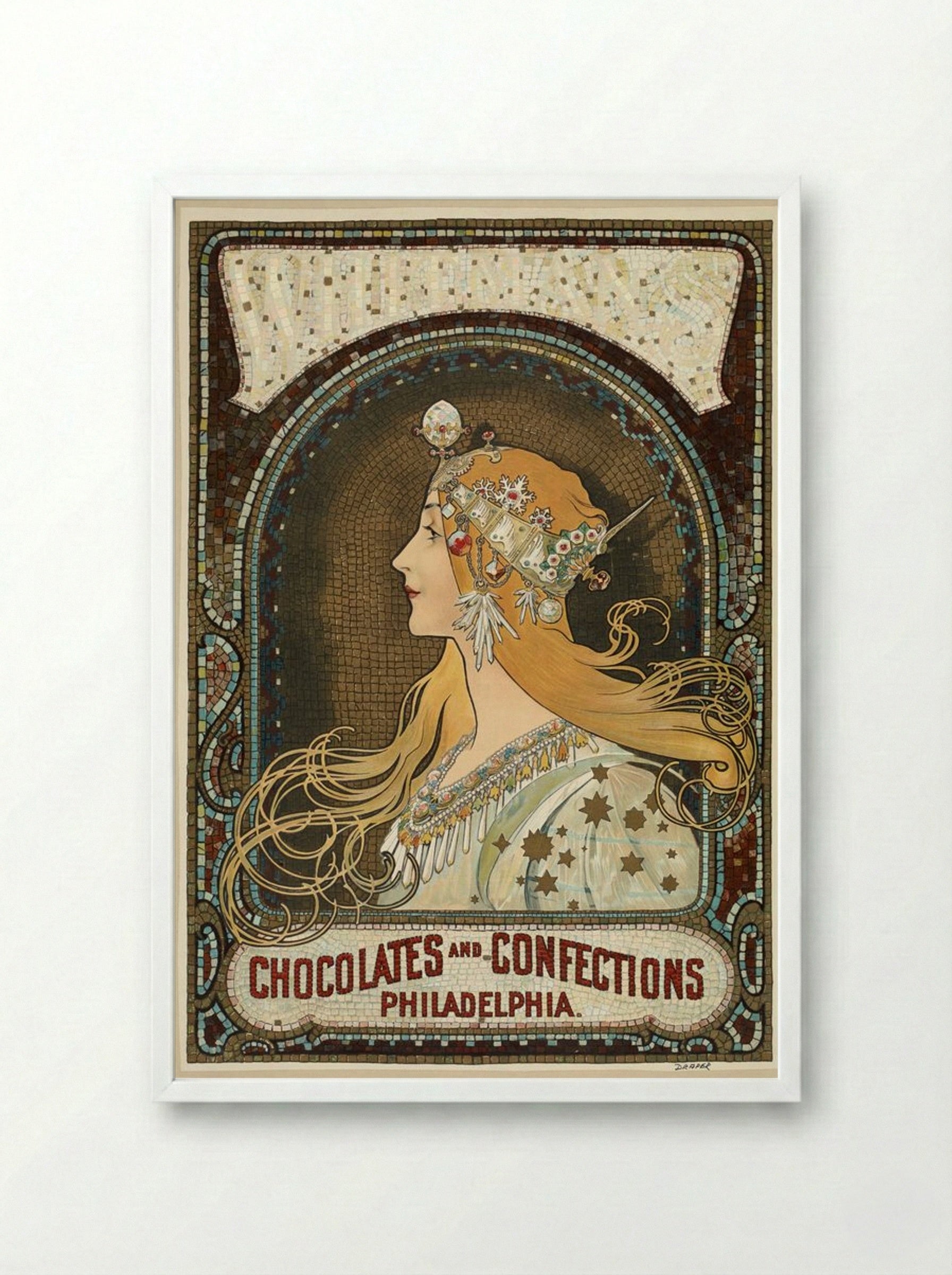 Zodiac - Alphonse Mucha - Framed Print White