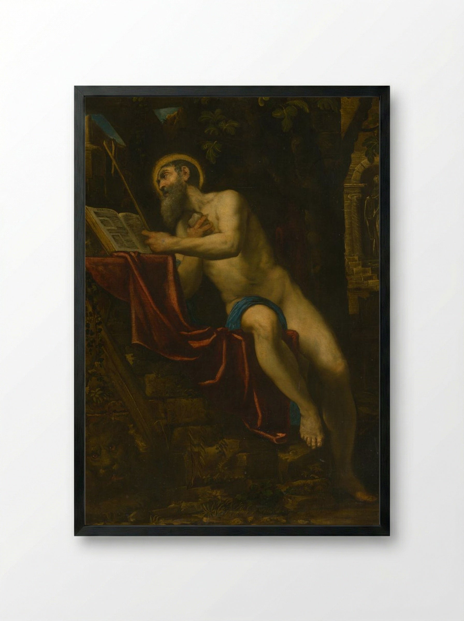 Saint Jerome - Jusepe de Ribera - Framed Print Black