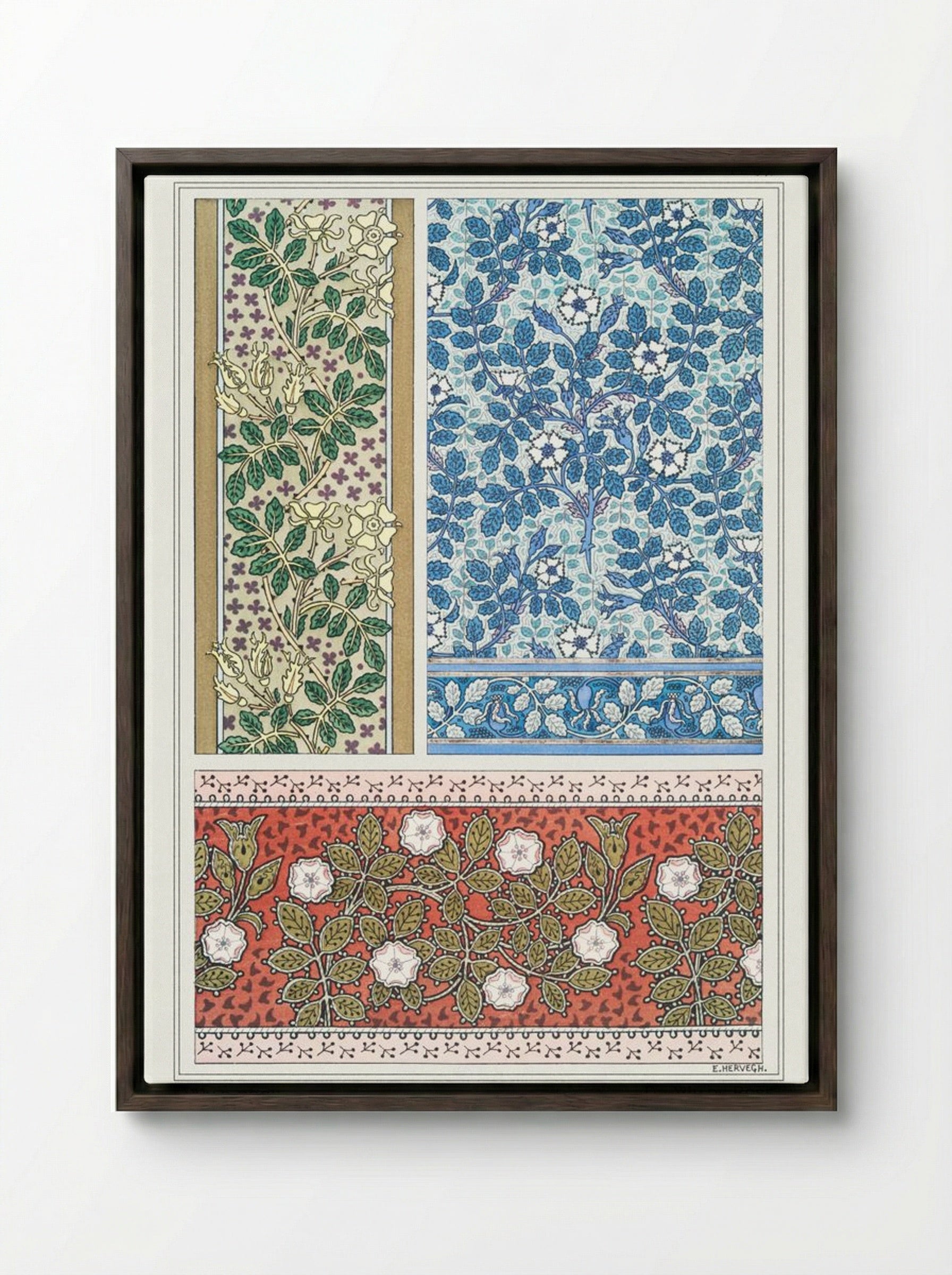 Eglantier (Wild Rose) from La Plante et ses Applications ornementales - Maurice Pillard Verneuil - Framed Canvas Dark Wood