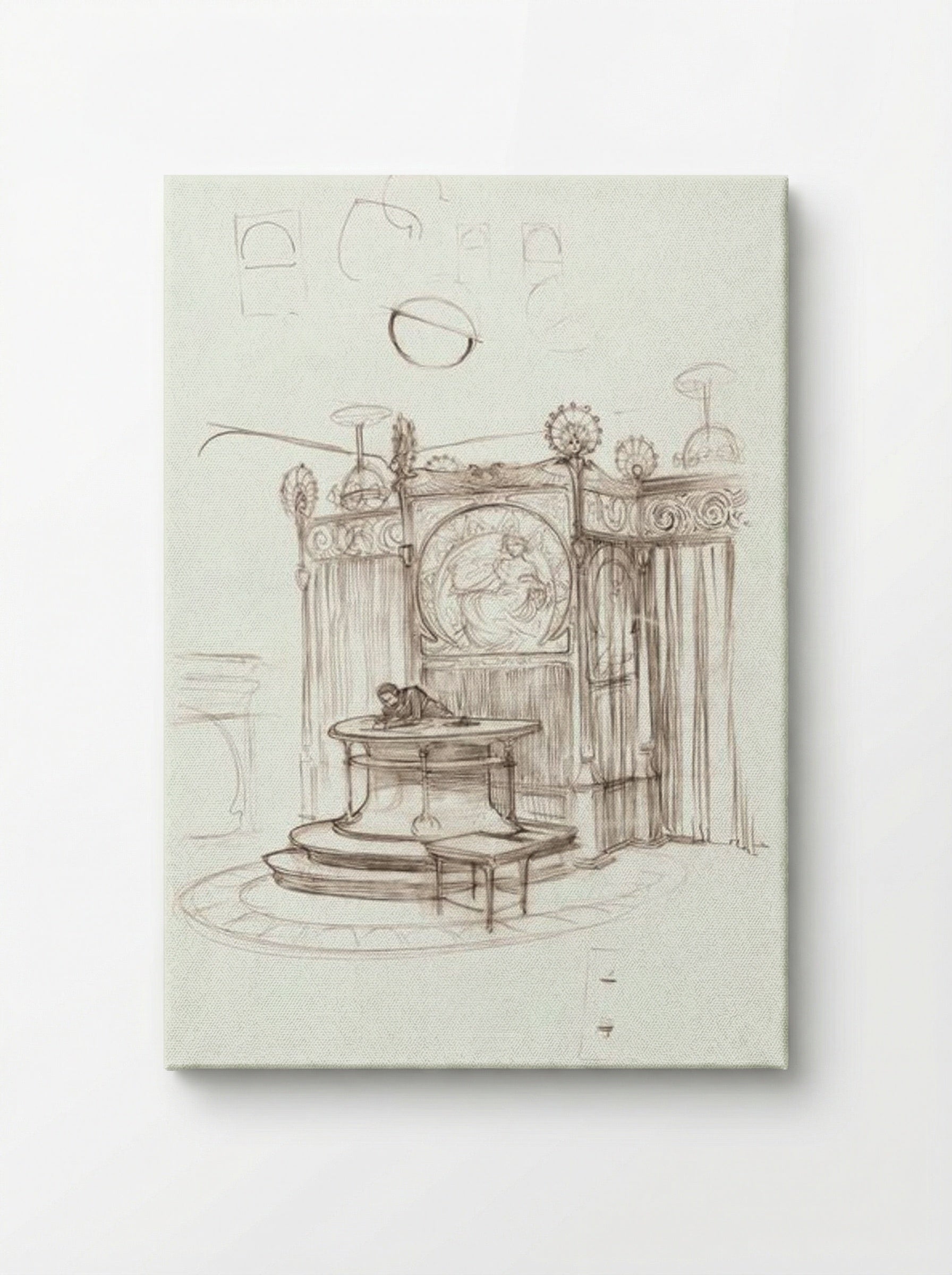 Sketch of an Office Interior - Alphonse Mucha - Canvas