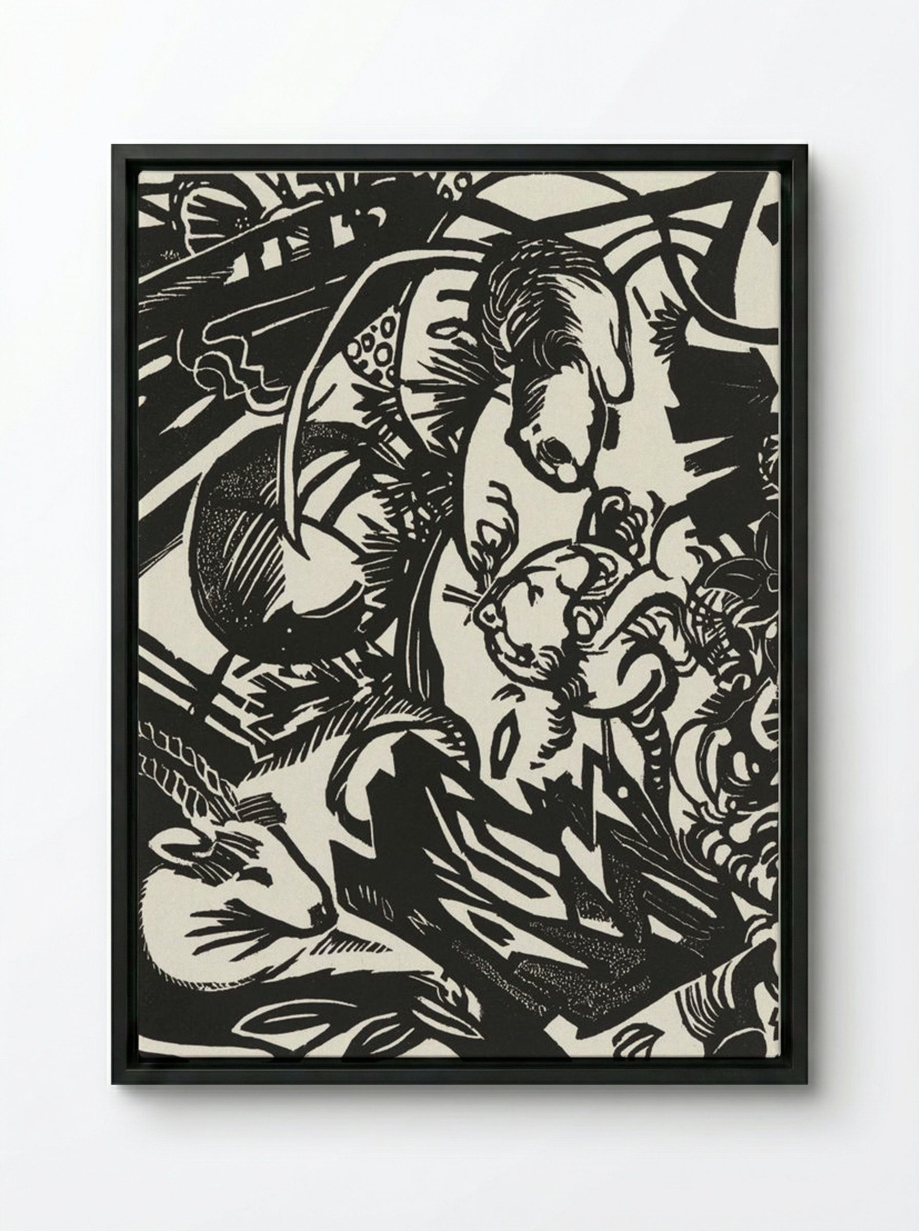 Animal Legend (Tierlegende) - Franz Marc - Framed Canvas Black