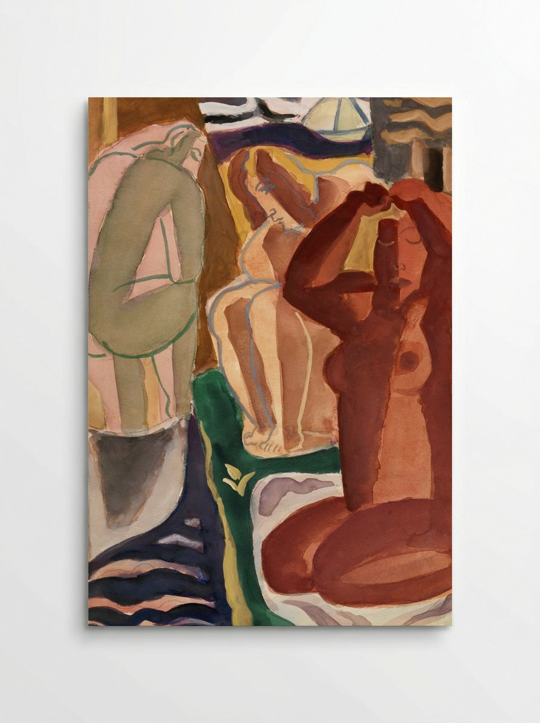 Two Bathing Women and a Bridge Figure - Leo Gestel - Poster