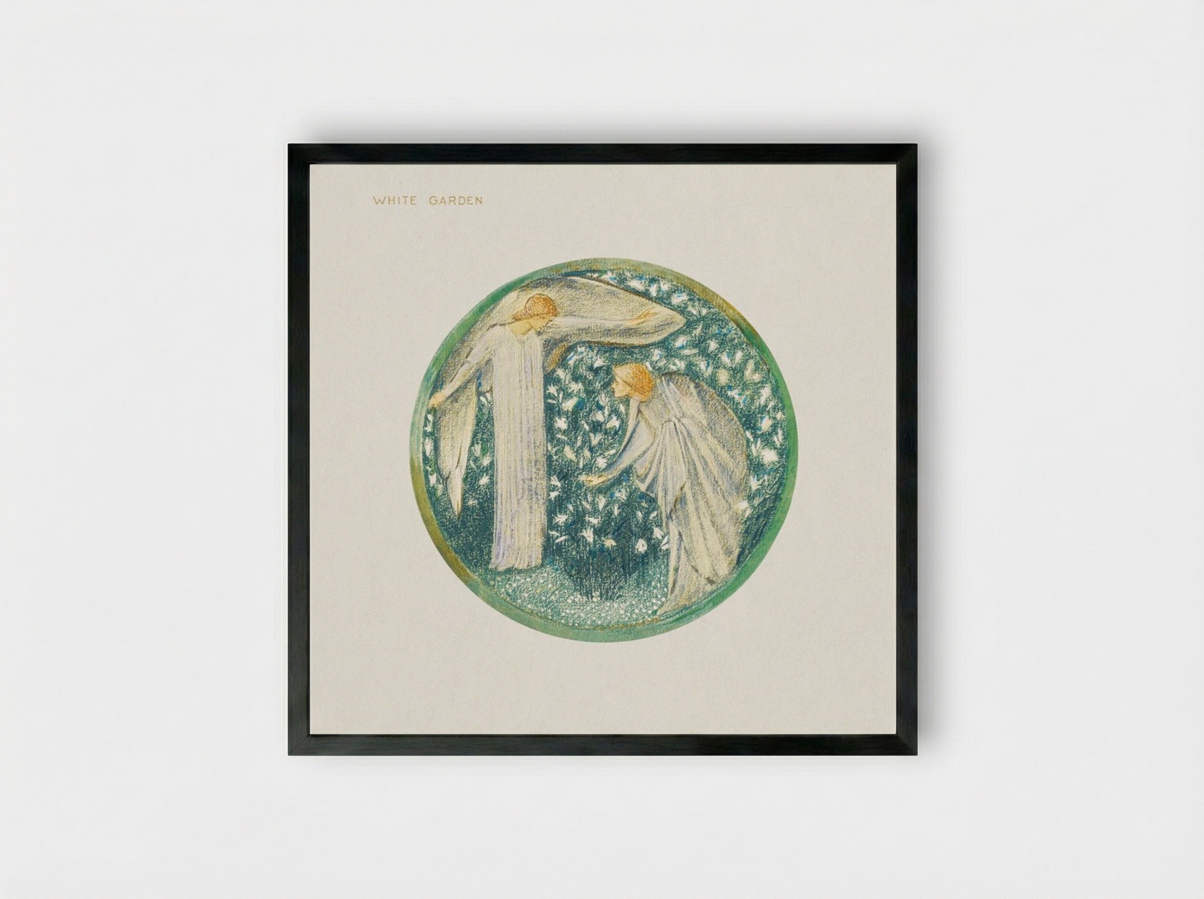 White Garden from The Flower Book - Edward Burne-Jones - Framed Print Black