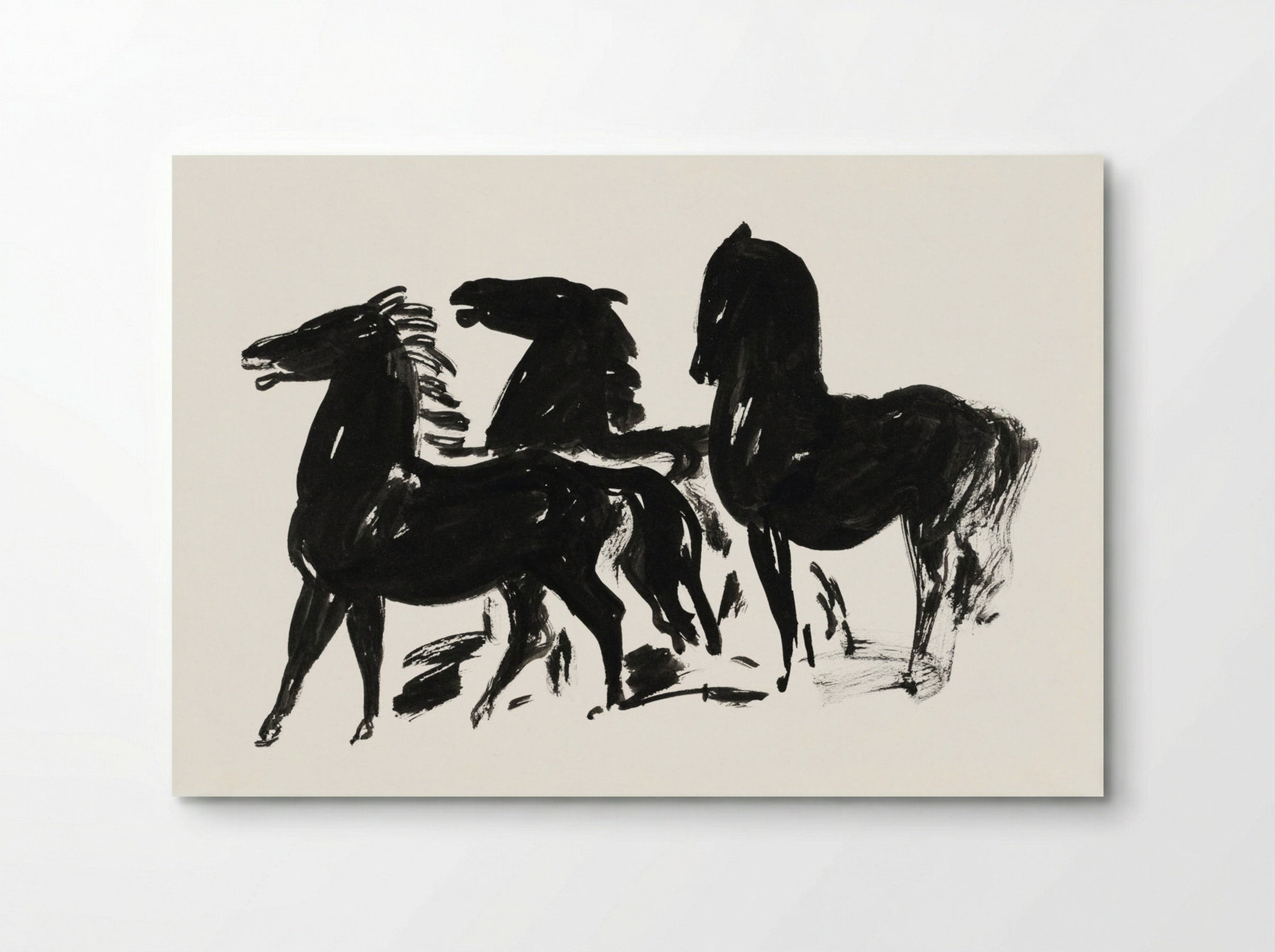 Three Black Horses Standing, Facing Left - Leo Gestel - Poster