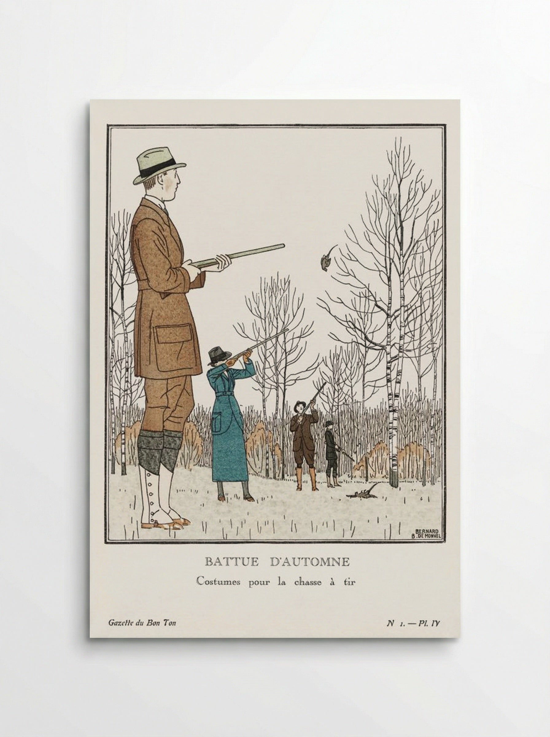 Battue d'Automne (Costumes pour la chasse à tir) - Bernard Boutet de Monvel - Poster