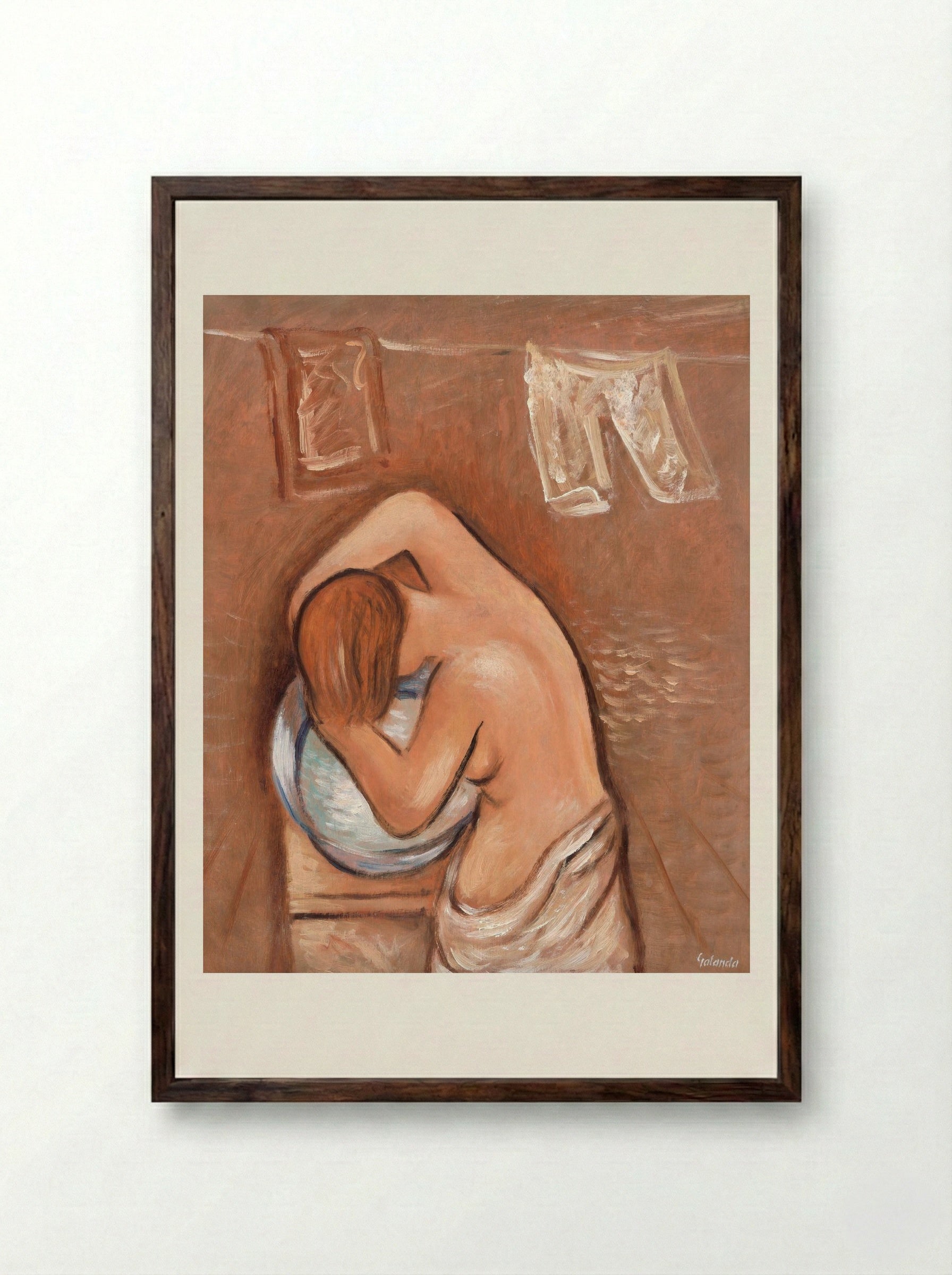 Washing Hair - Mikuláš Galanda - Framed Print Dark Wood