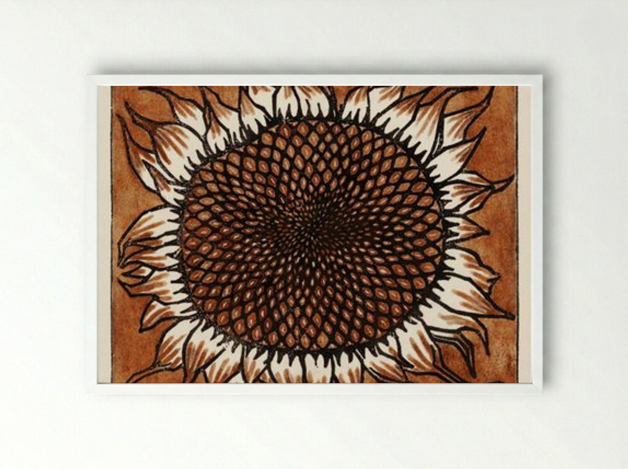 November Sunflower - Julie de Graag - Framed Print White
