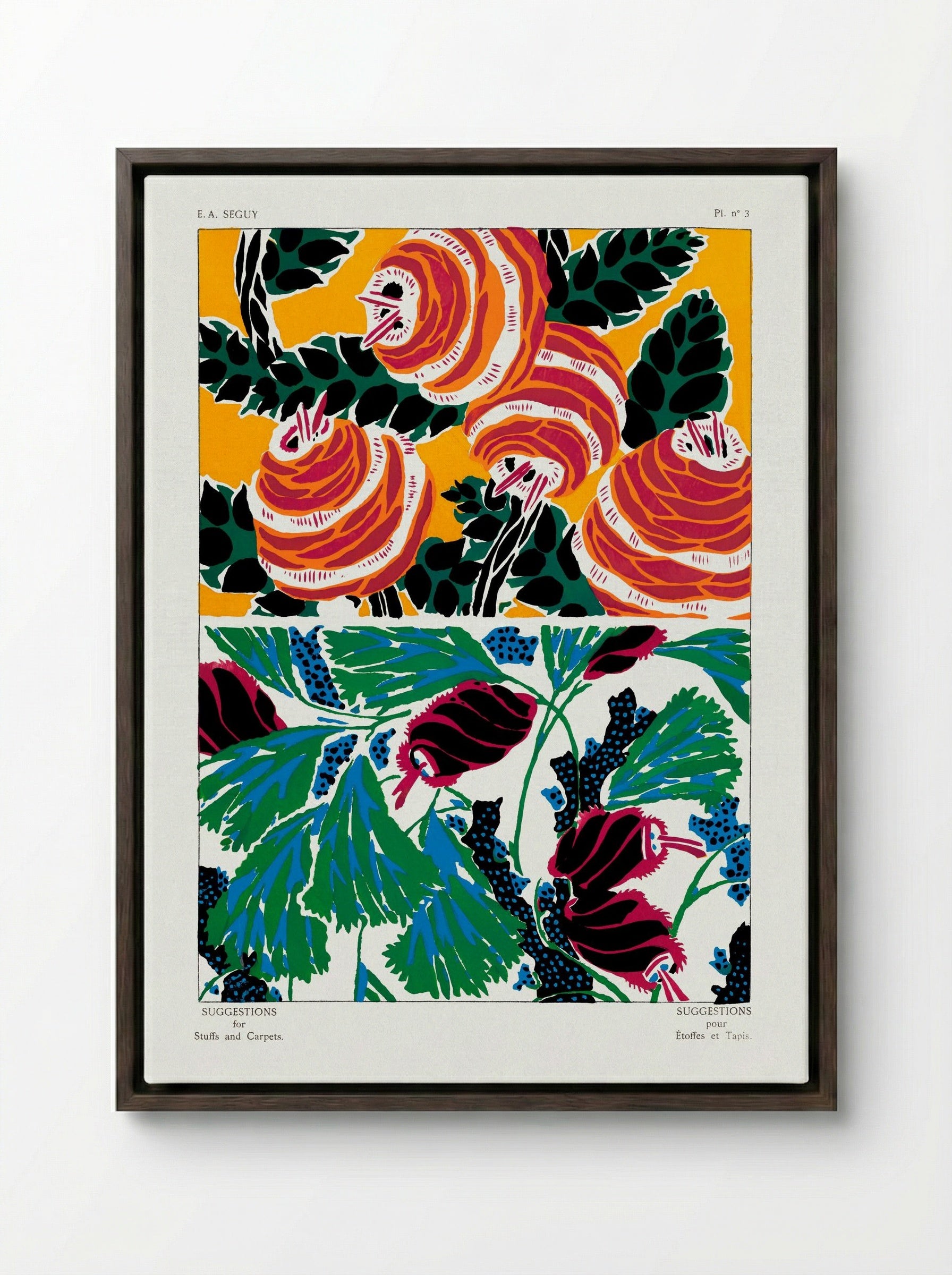 Suggestions pour Étoffes et Tapis, Plate No. 3 - Émile-Allain Séguy - Framed Canvas Dark Wood