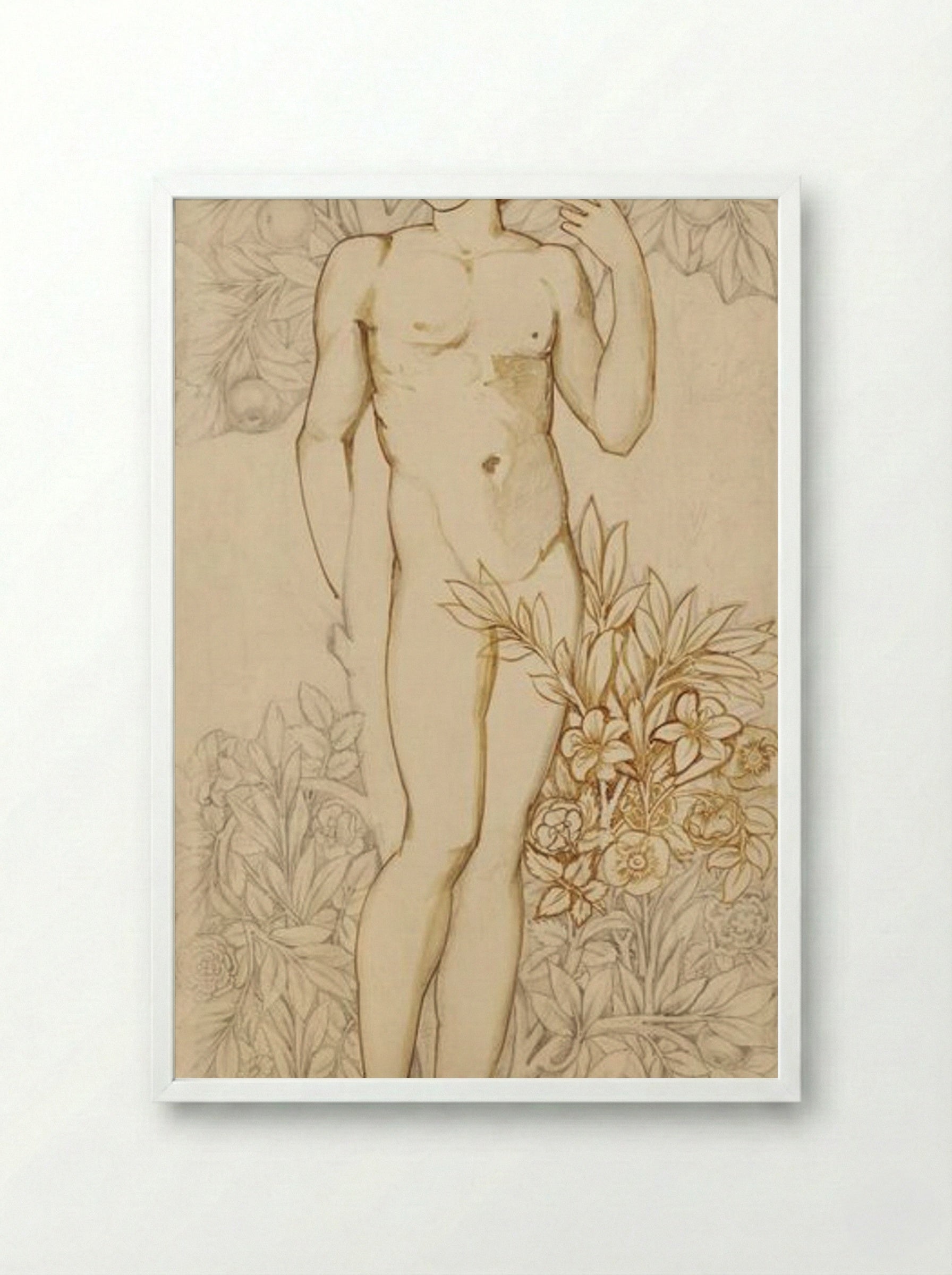 The Angels of the Hierarchy: Male Nude Imago Dei - Edward Burne-Jones - Framed Print White