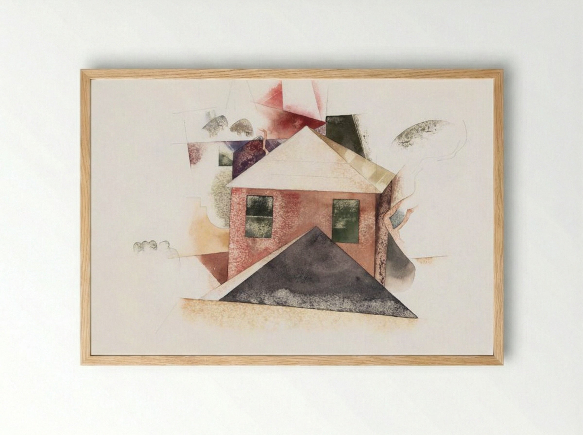 Houses with Red - Charles Demuth - Framed Print Wood