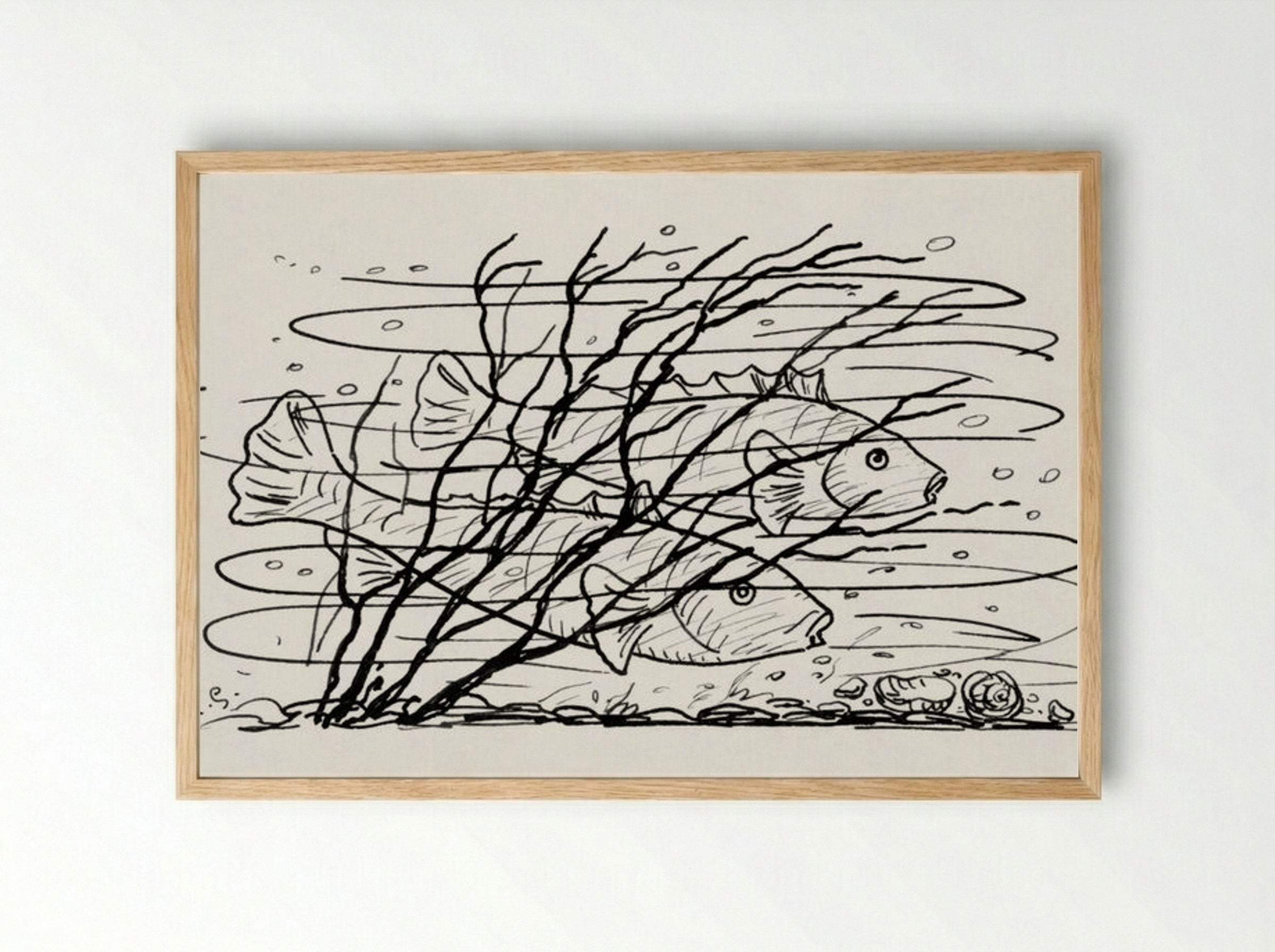 Two Fish in the Water - Leo Gestel - Framed Print Wood