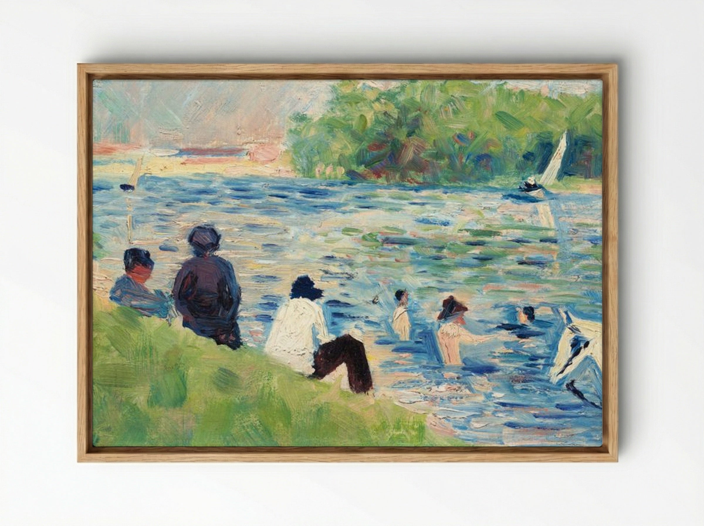 Study for 'Bathers at Asnières' - Georges Seurat - Framed Canvas Wood