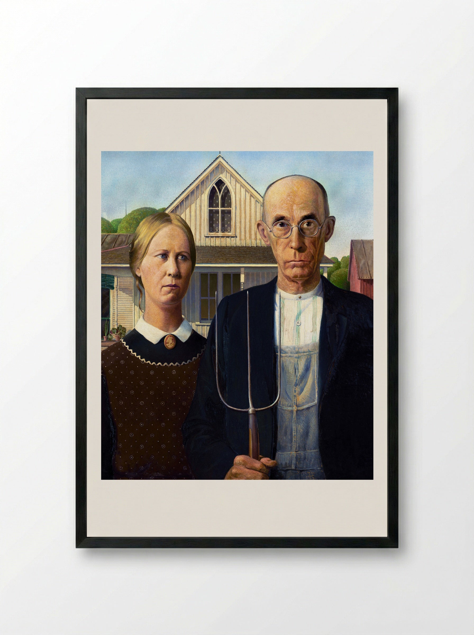 American Gothic - Grant Wood - Framed Print Black