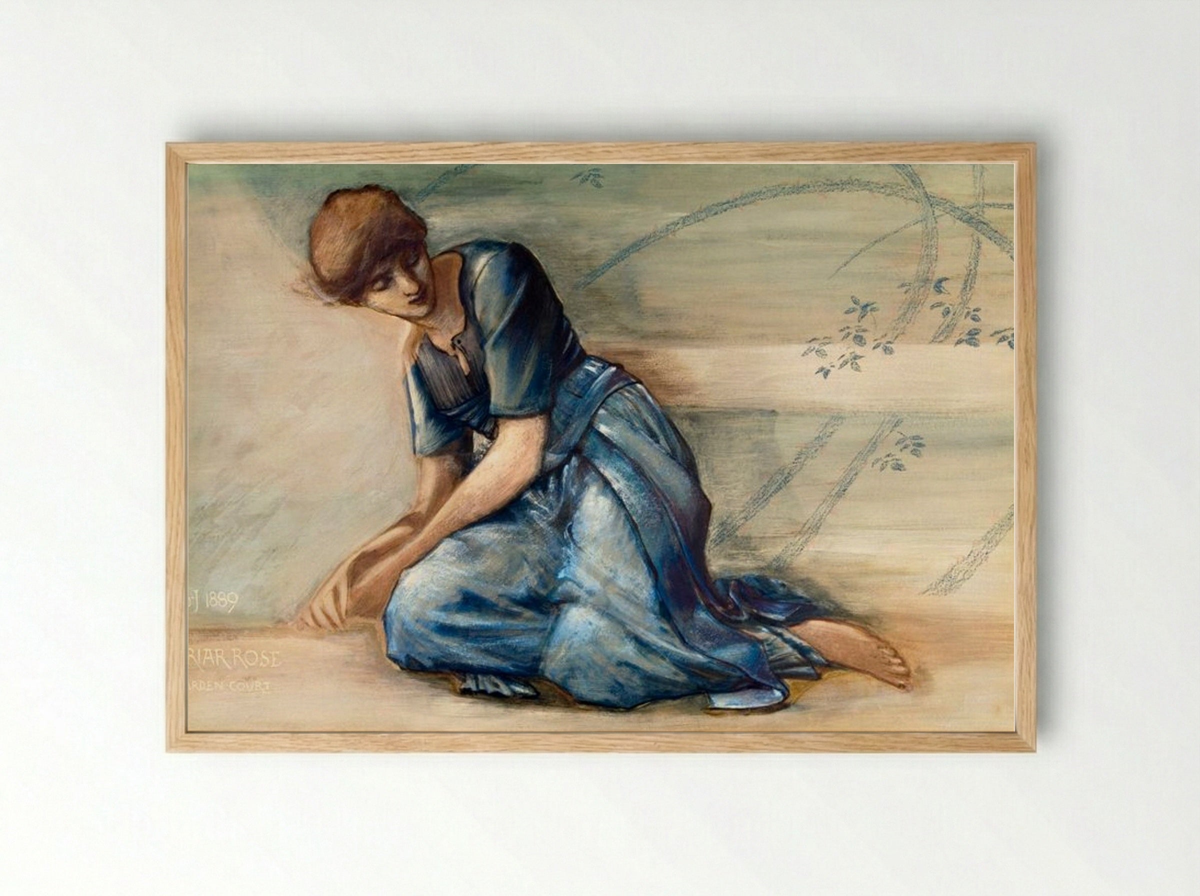 Study for 'The Garden Court' from The Briar Rose Series - Edward Burne-Jones - Framed Print Wood