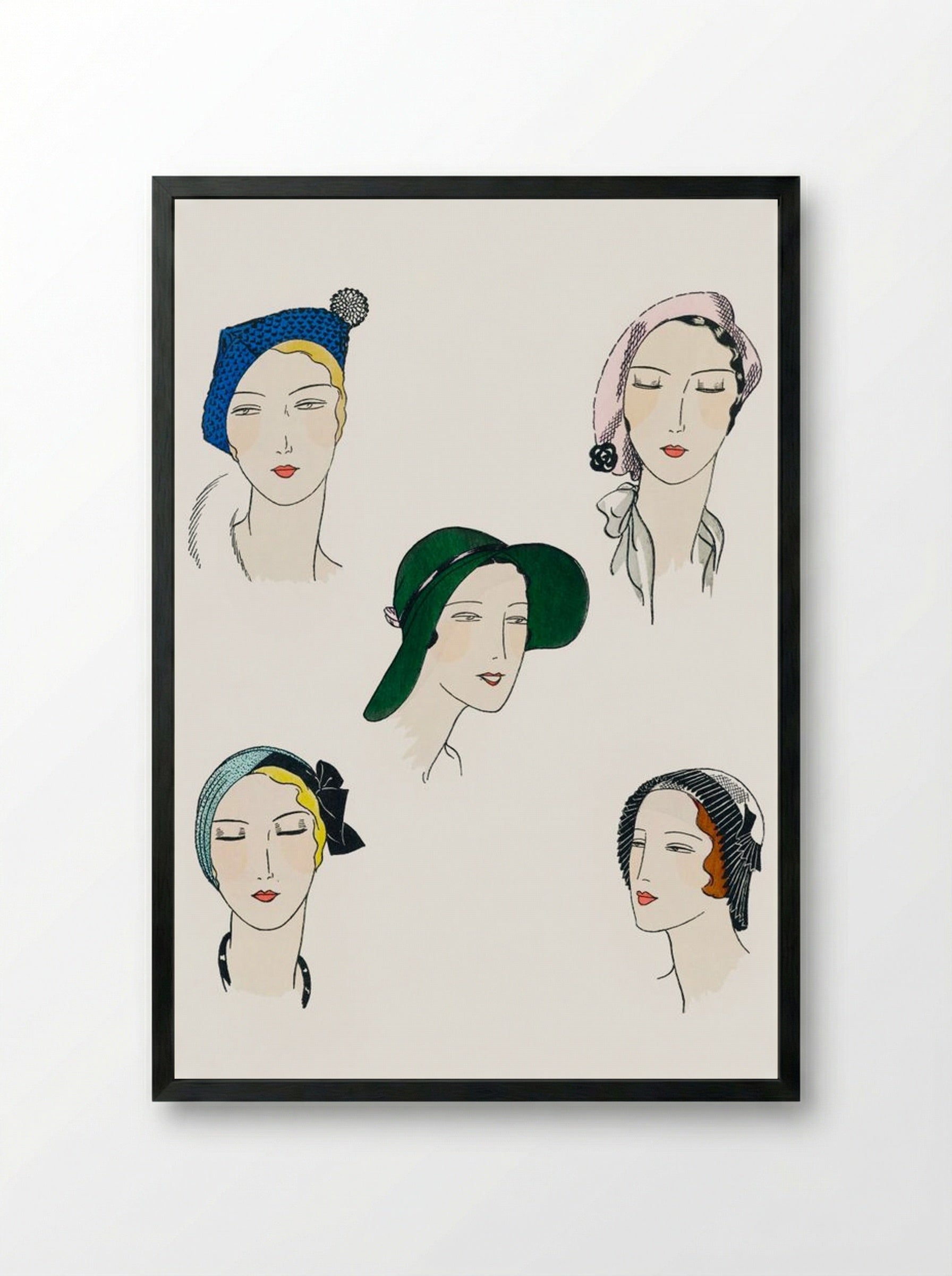 The Pretty Seasonal Hats - Fine Art Print - Framed Print Black
