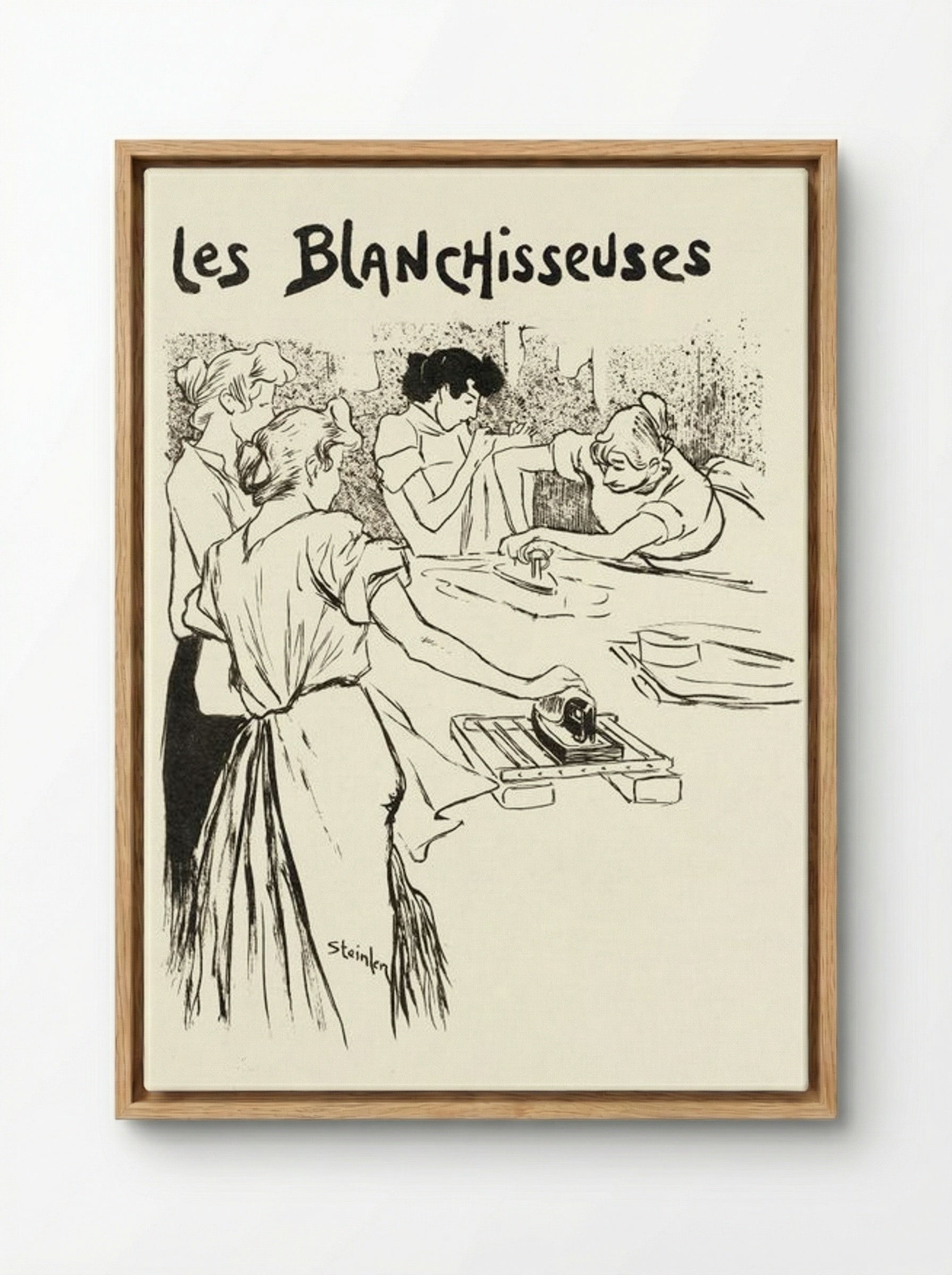 Les Blanchisseuses - Théophile Alexandre Steinlen - Framed Canvas Wood
