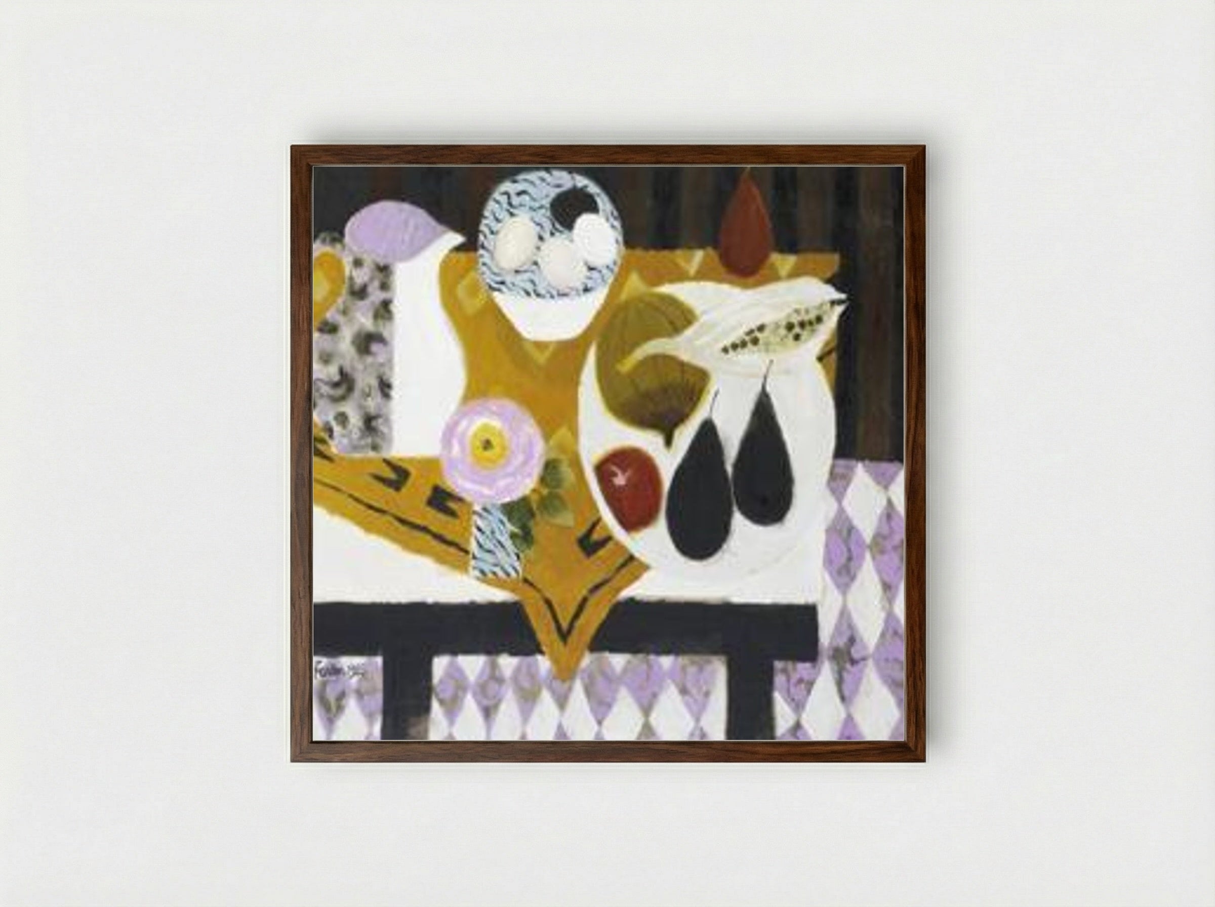Bowl of Eggs - Mary Fedden - Framed Print Dark Wood