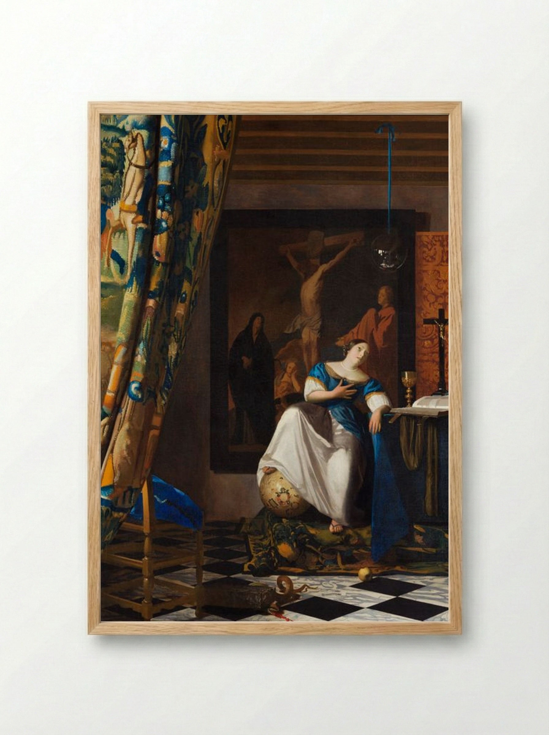 Allegory of the Catholic Faith - Johannes Vermeer - Framed Print Wood