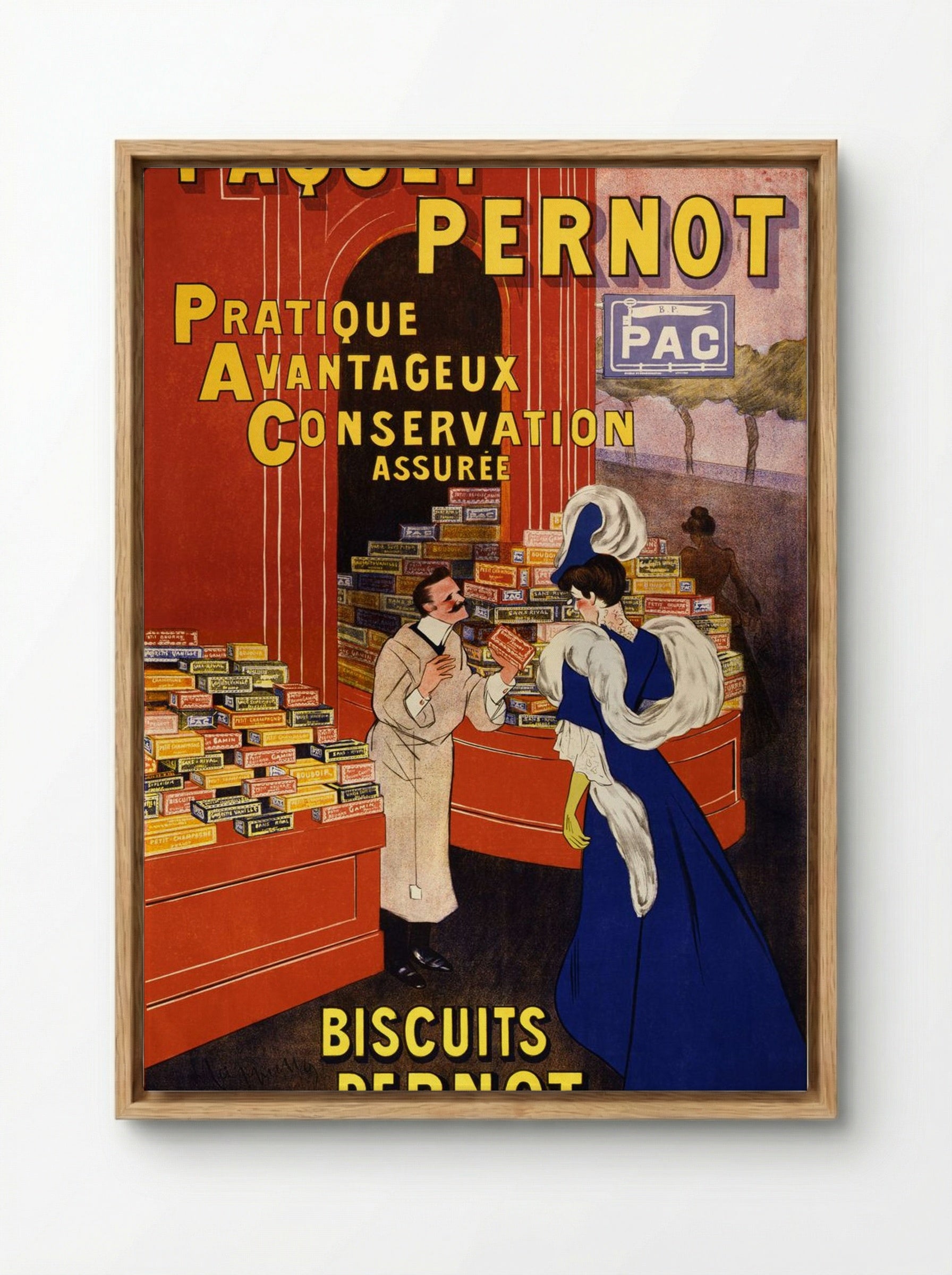 Paquet Pernot Biscuits Pernot - Leonetto Cappiello - Framed Canvas Wood
