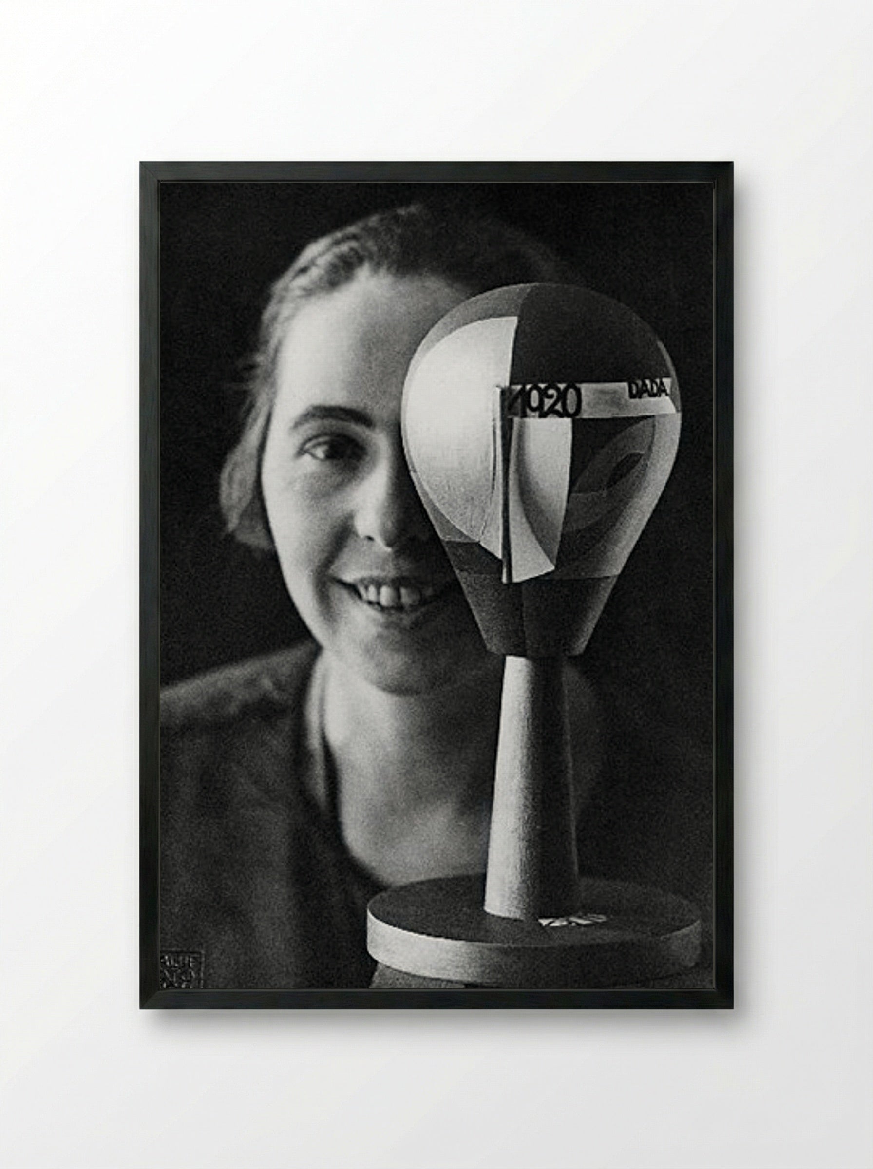 Self-portrait with Dada-Kopf (Dada Head) - Sophie Taeuber-Arp - Framed Print Black