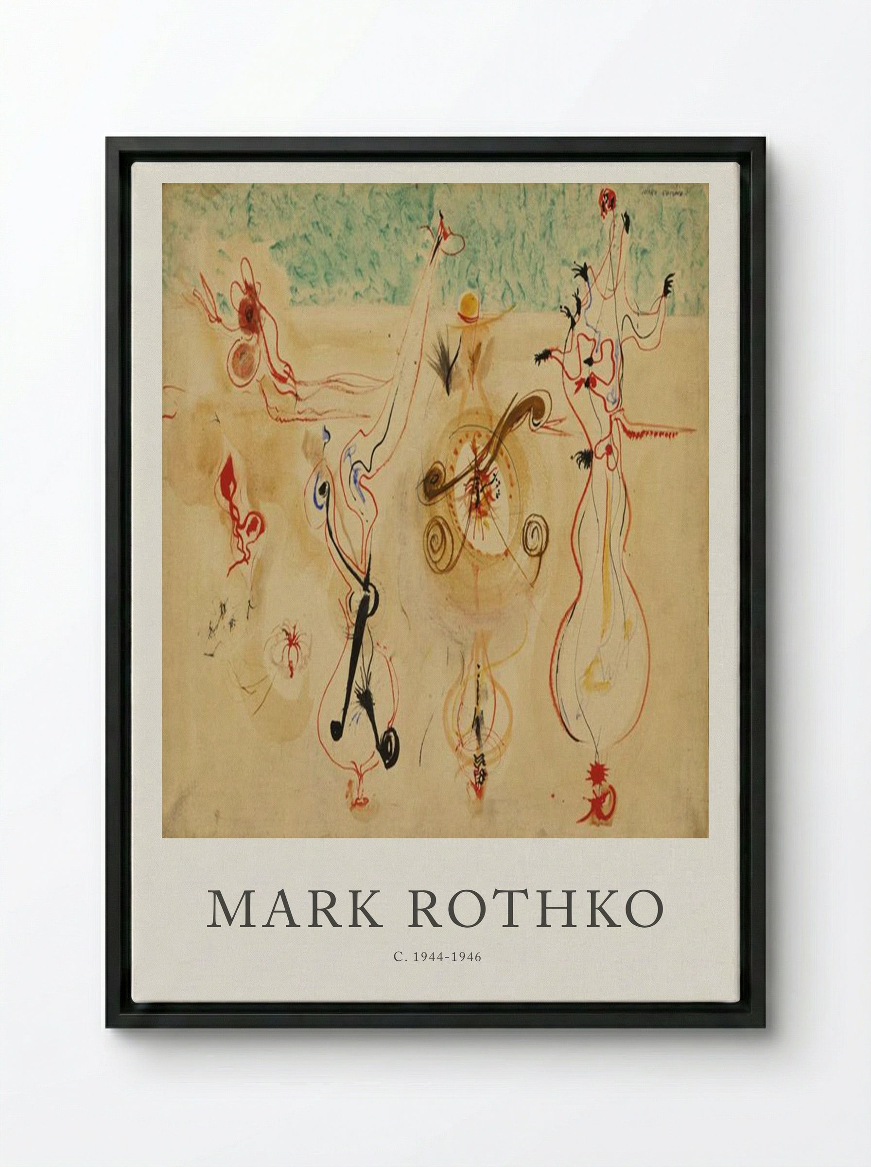 Untitled (Biomorphic Figures) - Mark Rothko - Framed Canvas Black