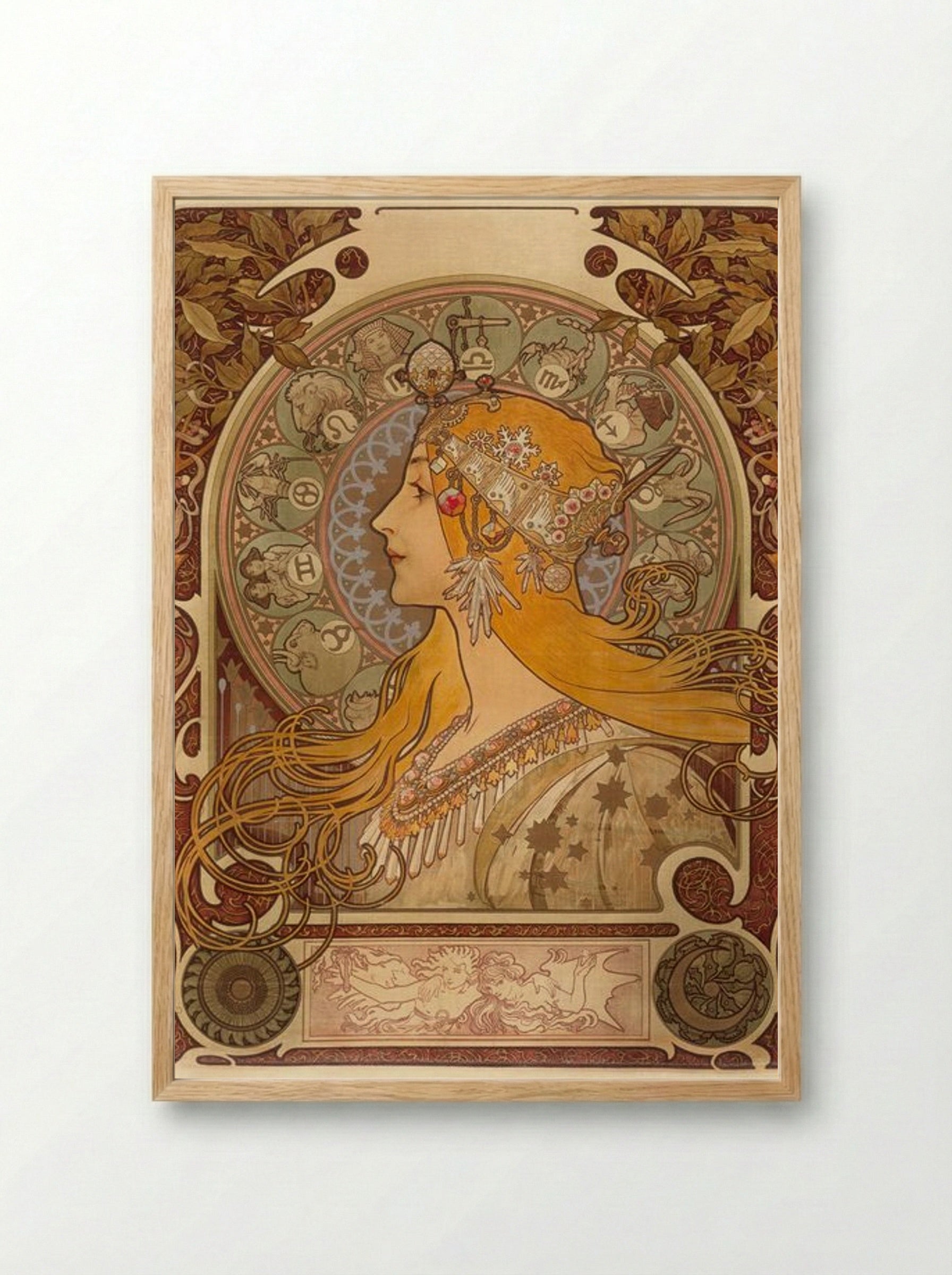 Zodiac - Alphonse Mucha - Framed Print Wood