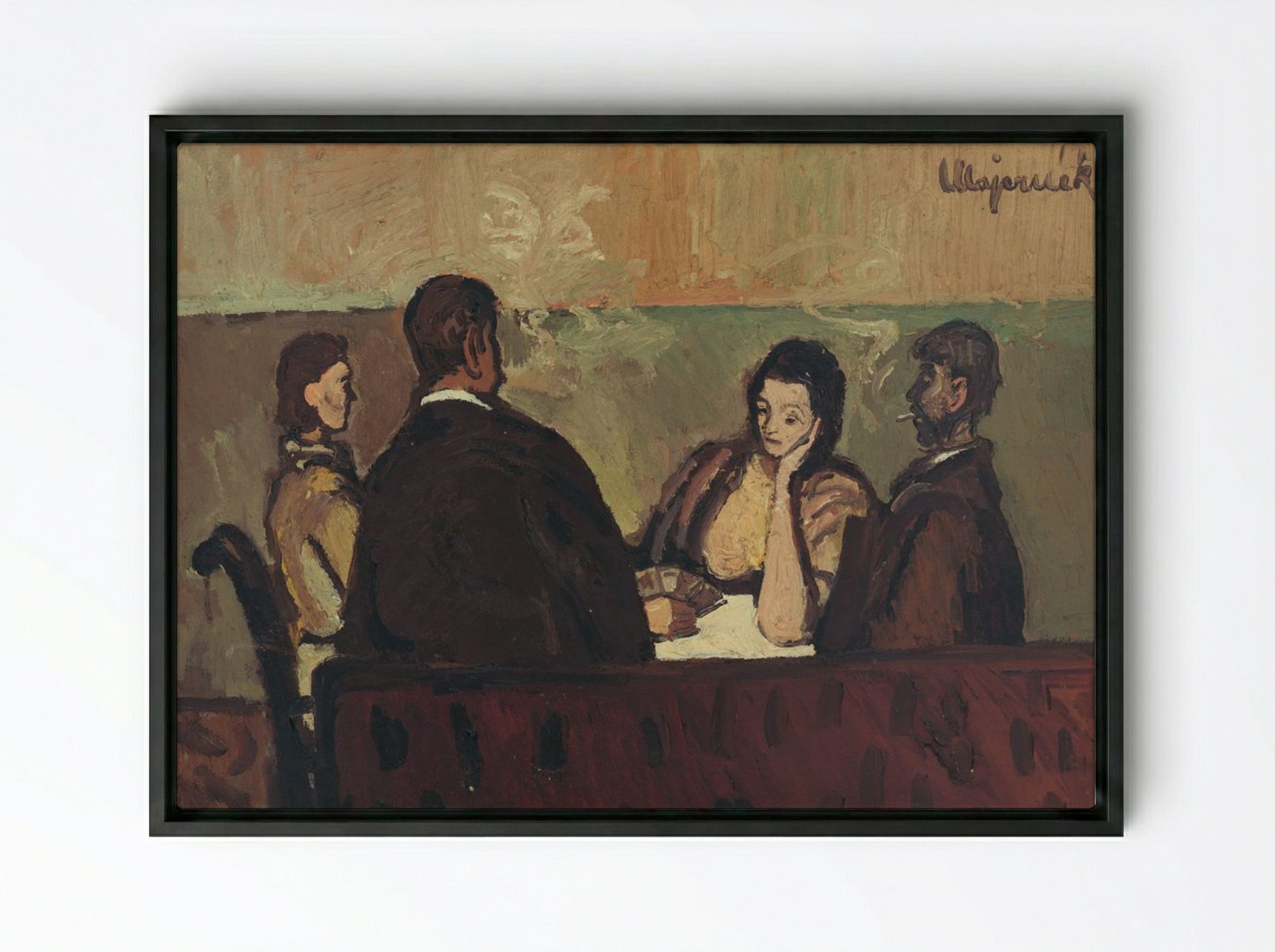 Card Players - Cyprián Majerník - Framed Canvas Black