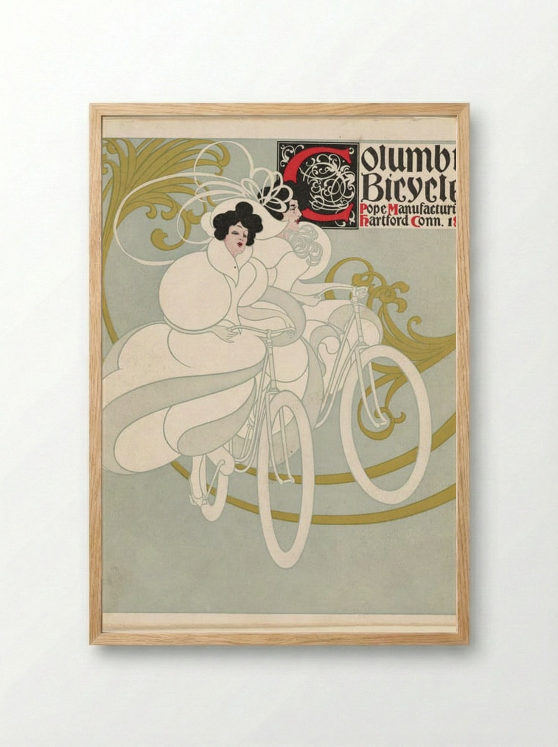 Columbia Bicycles, Pope Manufacturing Co., Hartford, Conn. - Will H. Bradley - Framed Print Wood